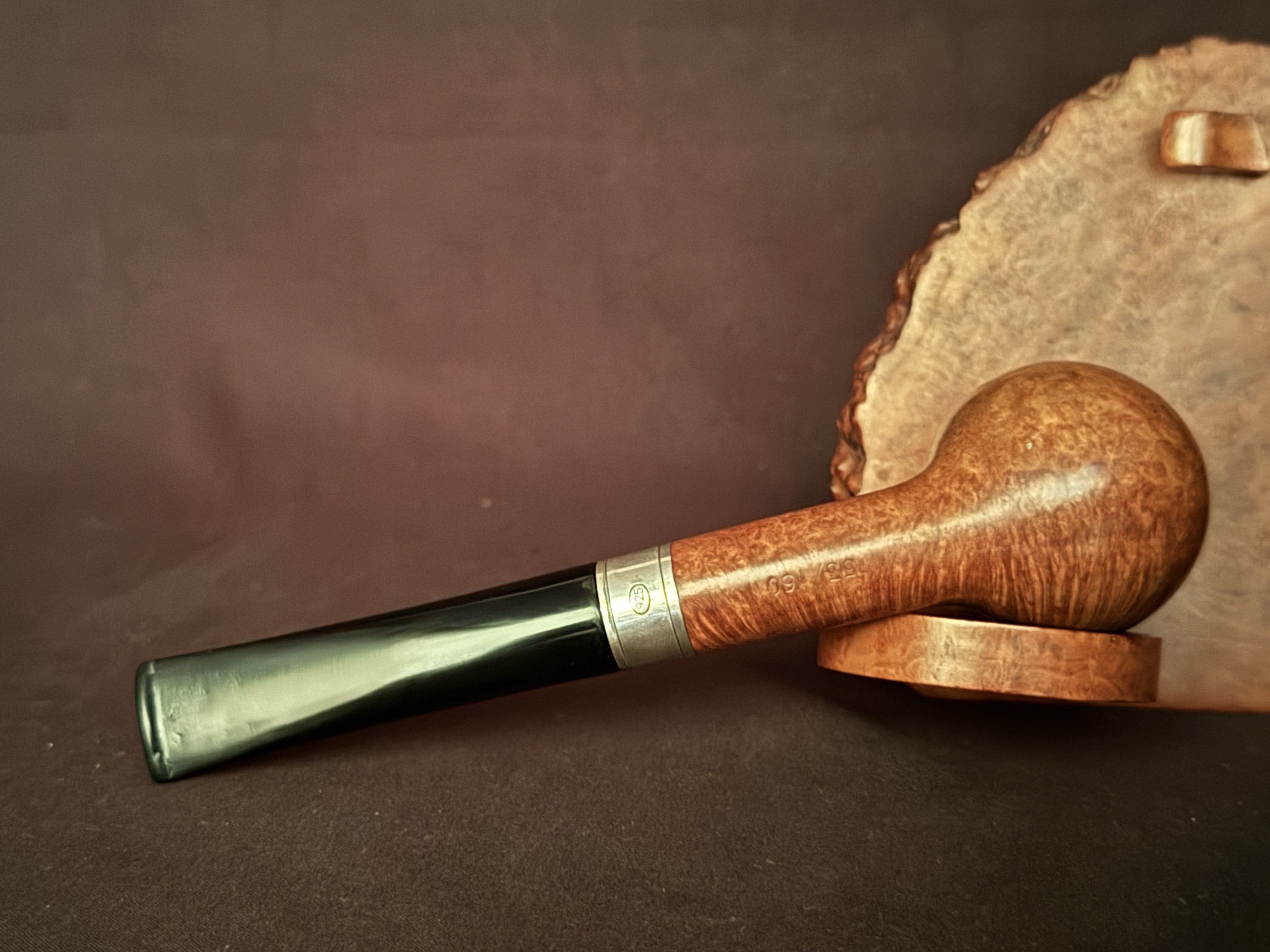 Georg Huber Collection Billiard 35/160 Smooth Vertical Grain Silver Band Estate Pipe 8