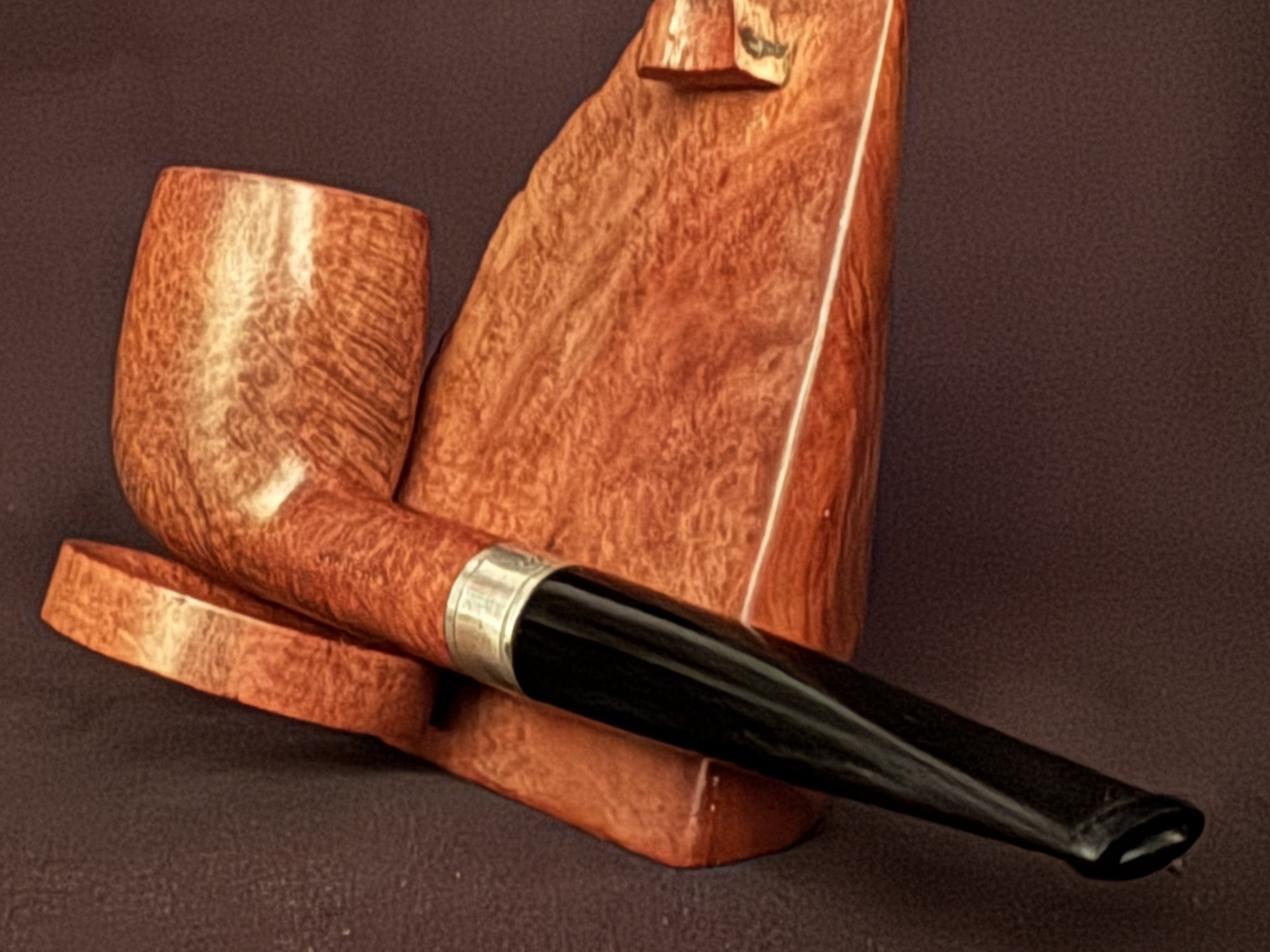Georg Huber Collection Billiard 35/160 Smooth Vertical Grain Silver Band Estate Pipe 10