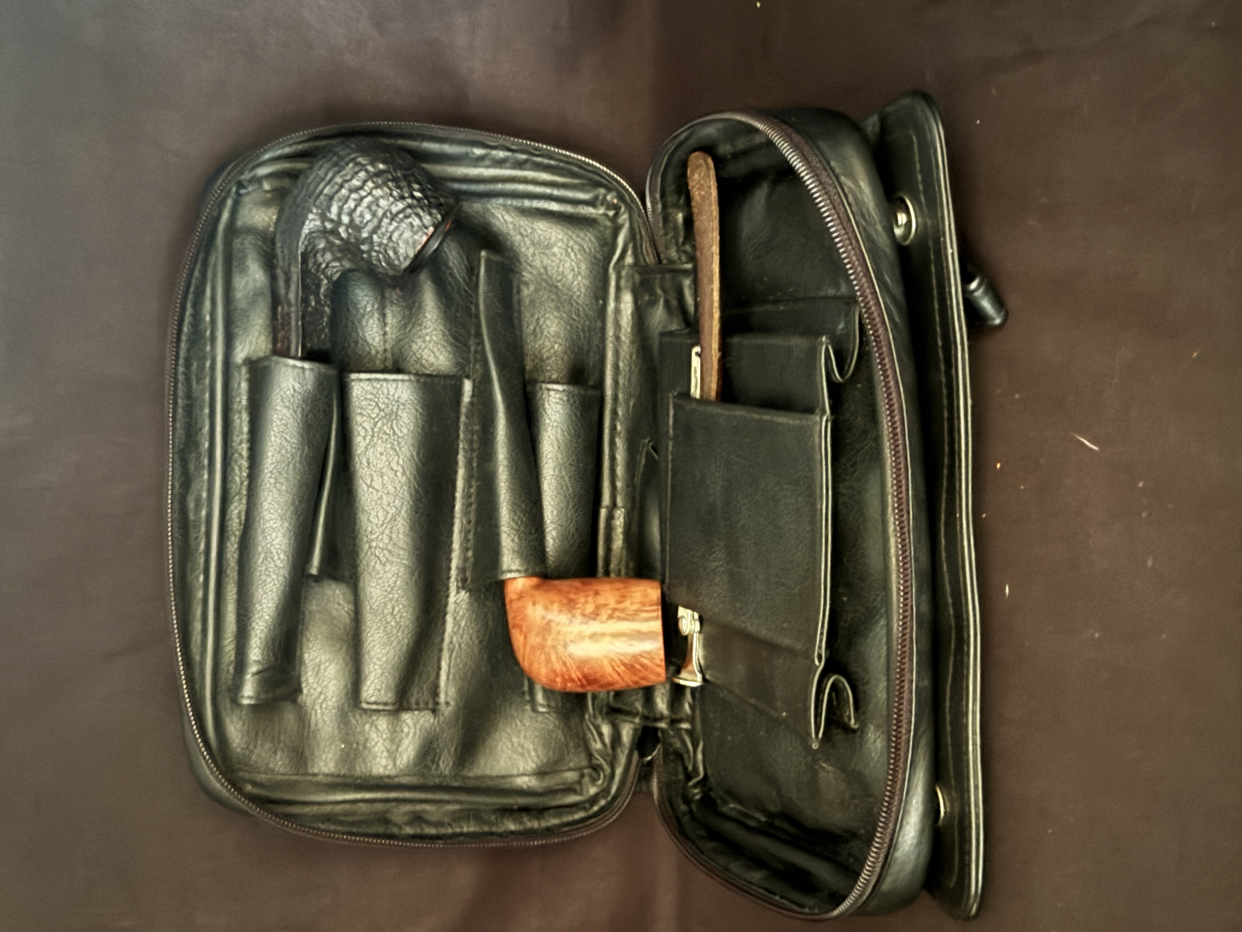 German Black Genuine Leather Bag for Pipes and Accessories 6