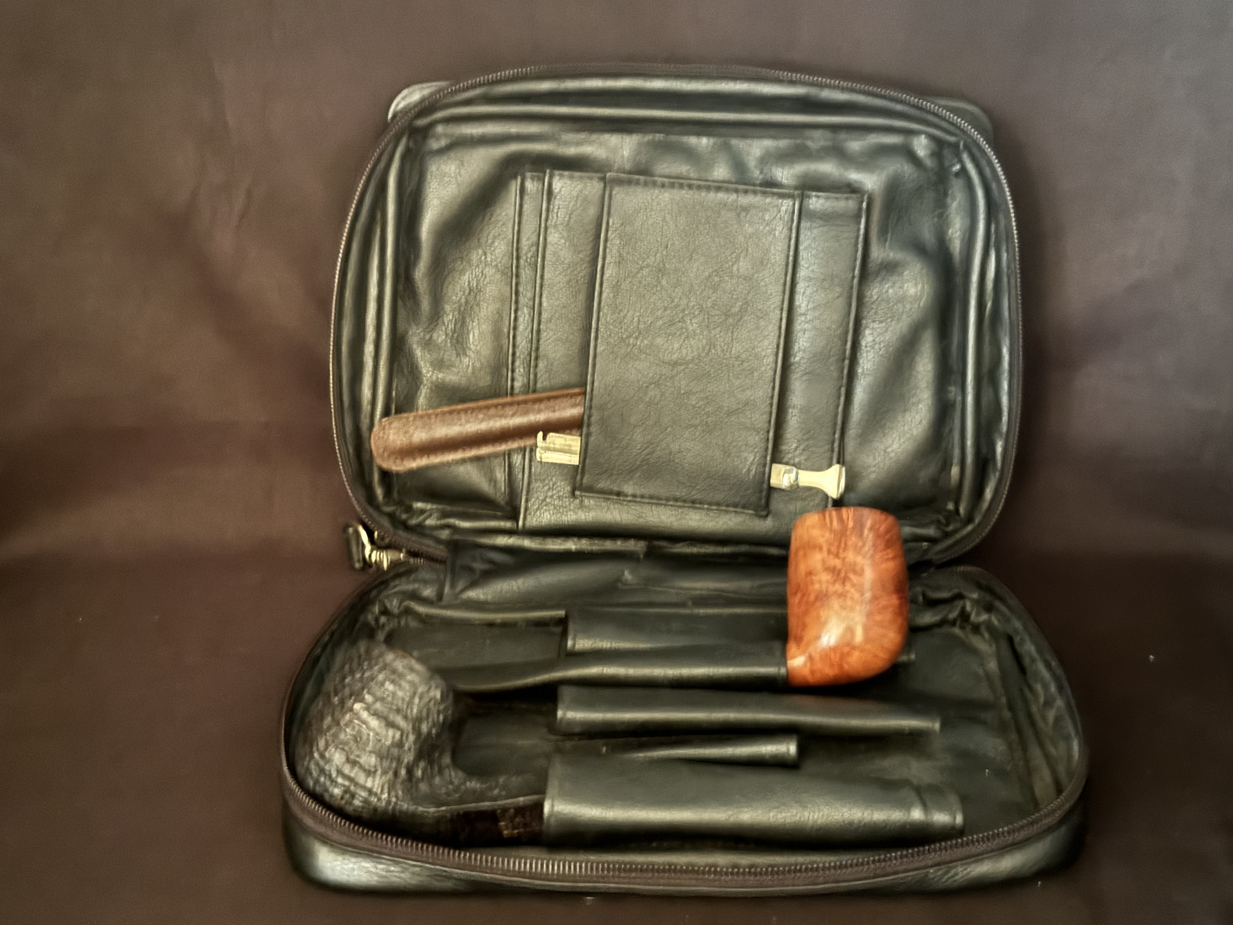 German Black Genuine Leather Bag for Pipes and Accessories 7