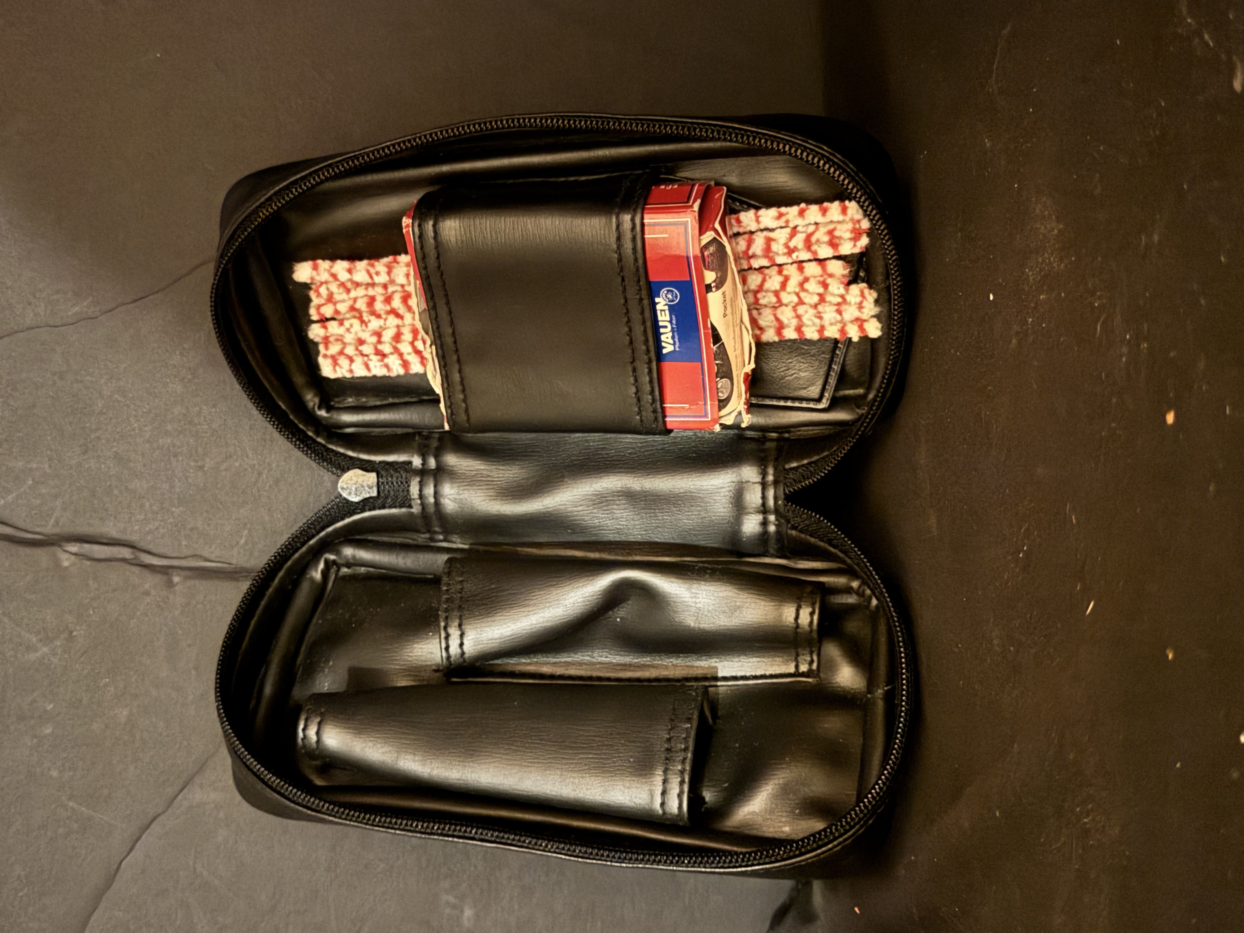 Leather Tobacco Accessory Case for Two Pipes & Accessories