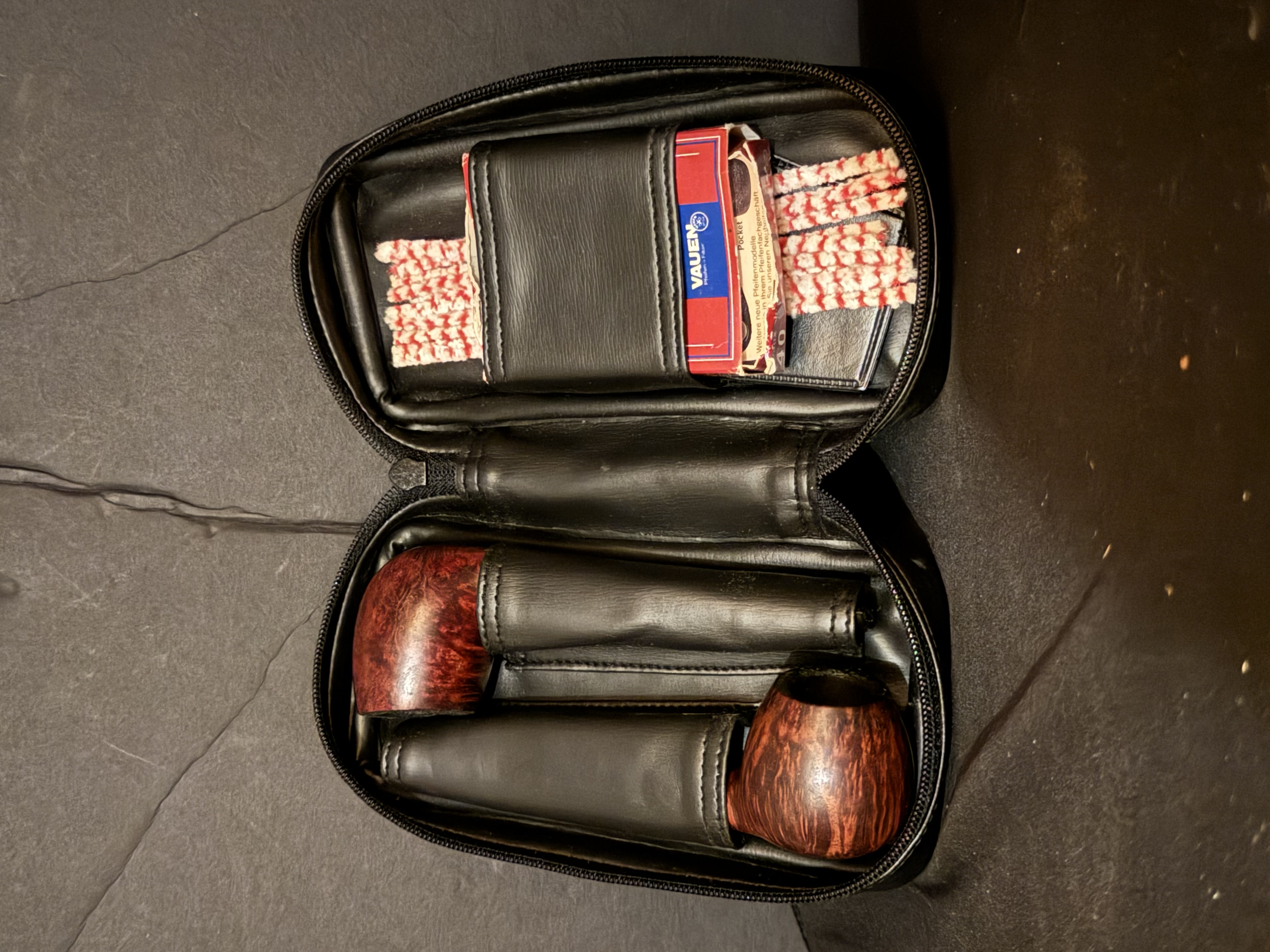Leather Tobacco Accessory Case for Two Pipes & Accessories 2