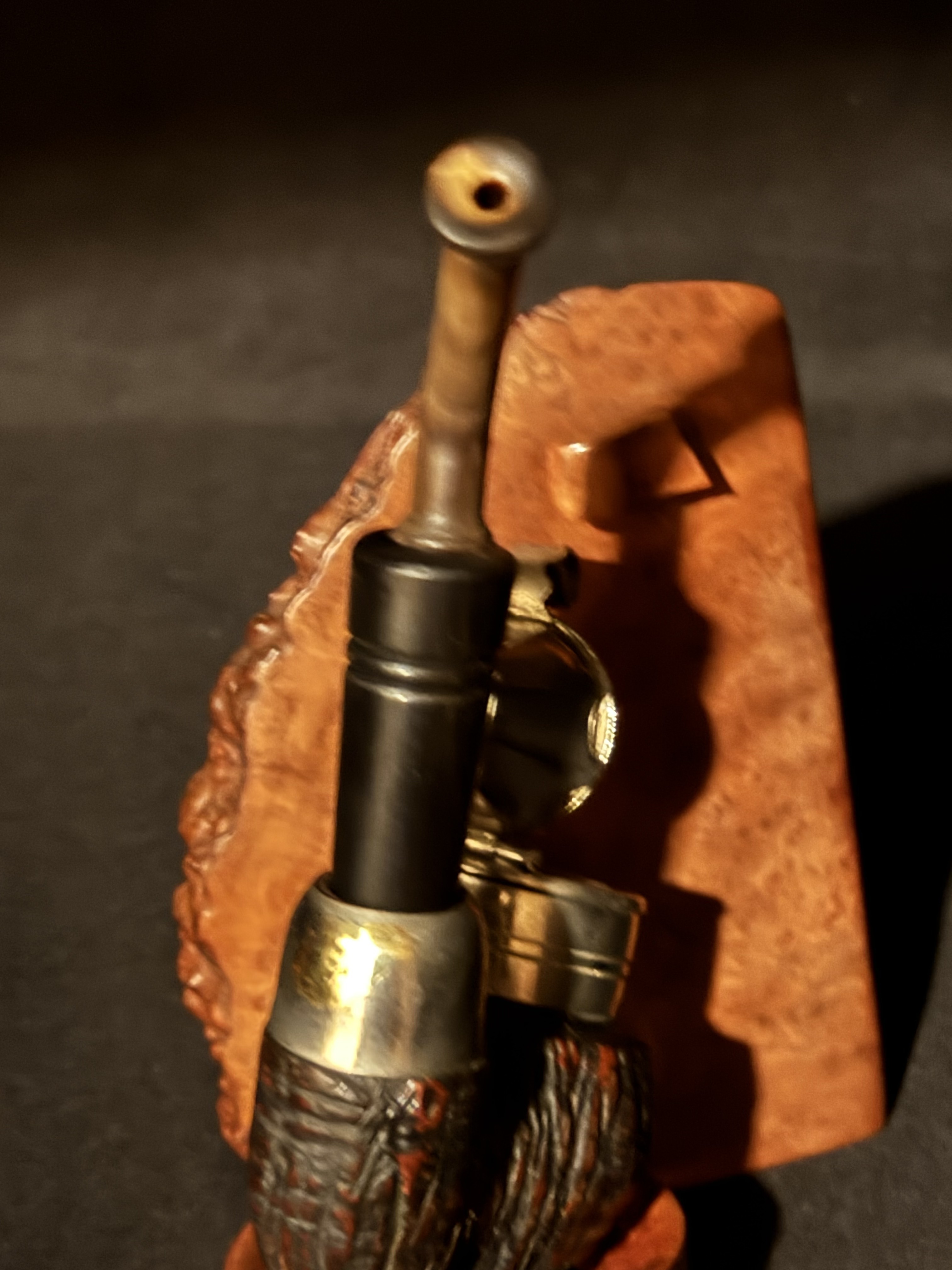 German-Style Bent Briar Pipe with Metal Windcap, Estate Smoking Pipe 7