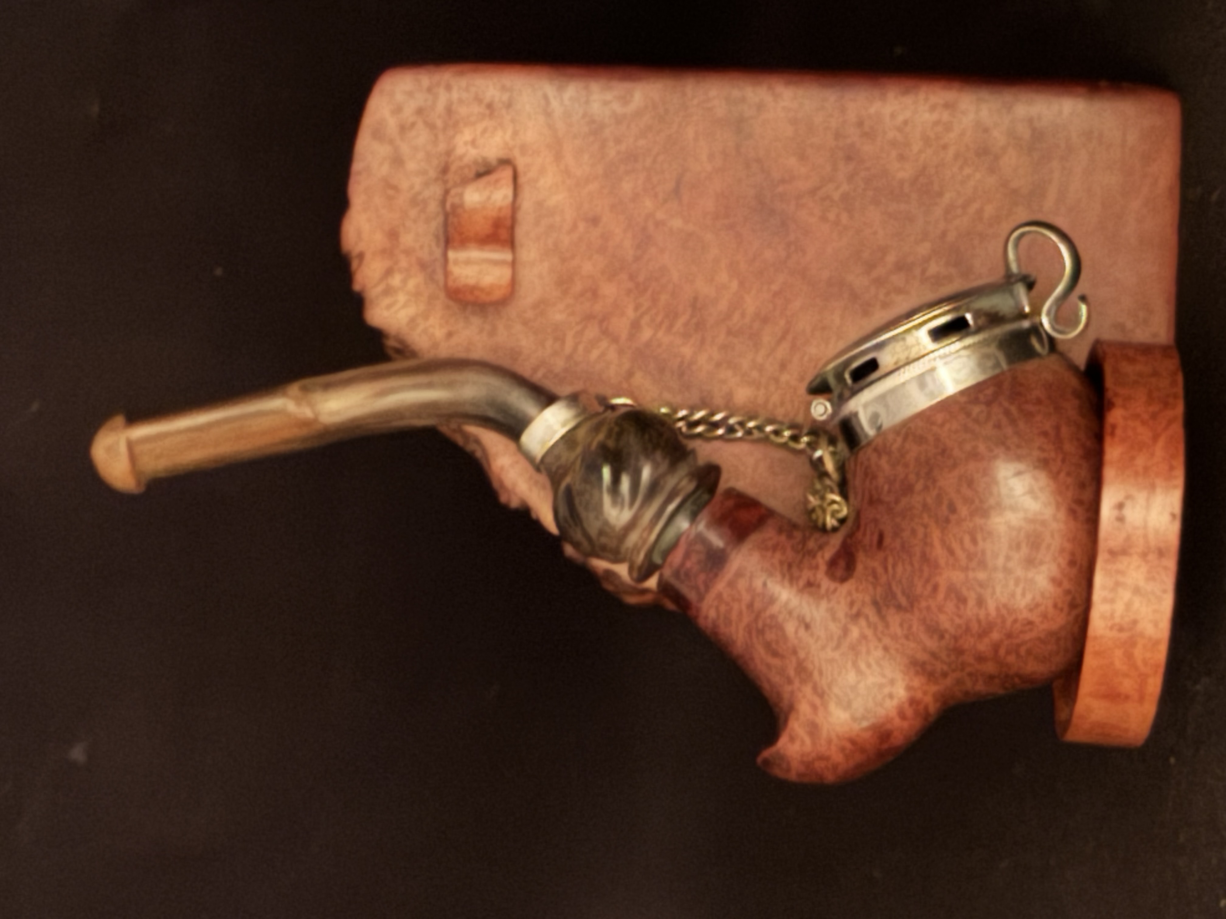Bruyere Garantie Smooth Bent Pipe, Germany, Metal Windcap, Bakelite Stem, Unsmoked Estate Pipe 2
