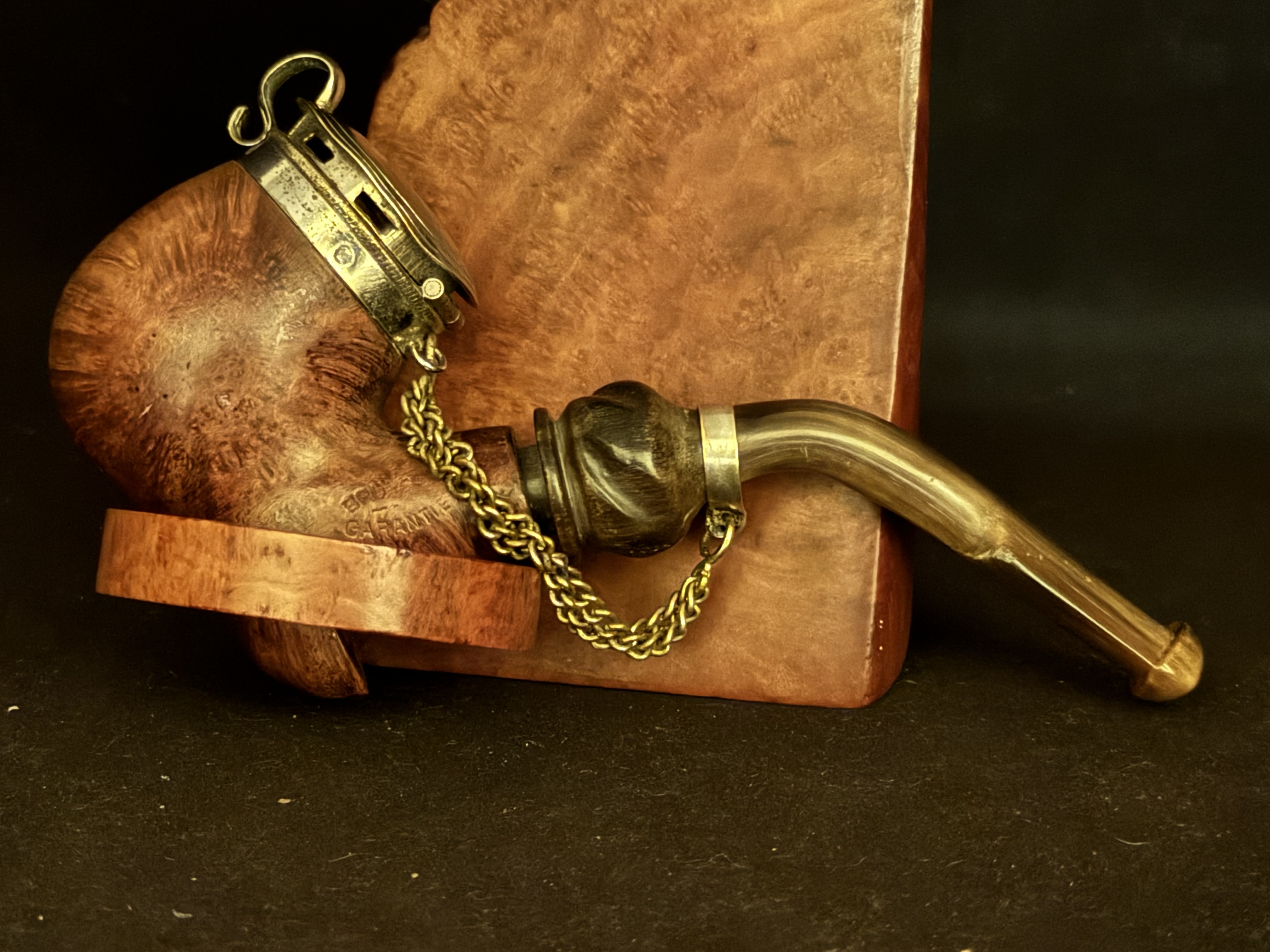 Bruyere Garantie Smooth Bent Pipe, Germany, Metal Windcap, Bakelite Stem, Unsmoked Estate Pipe 3