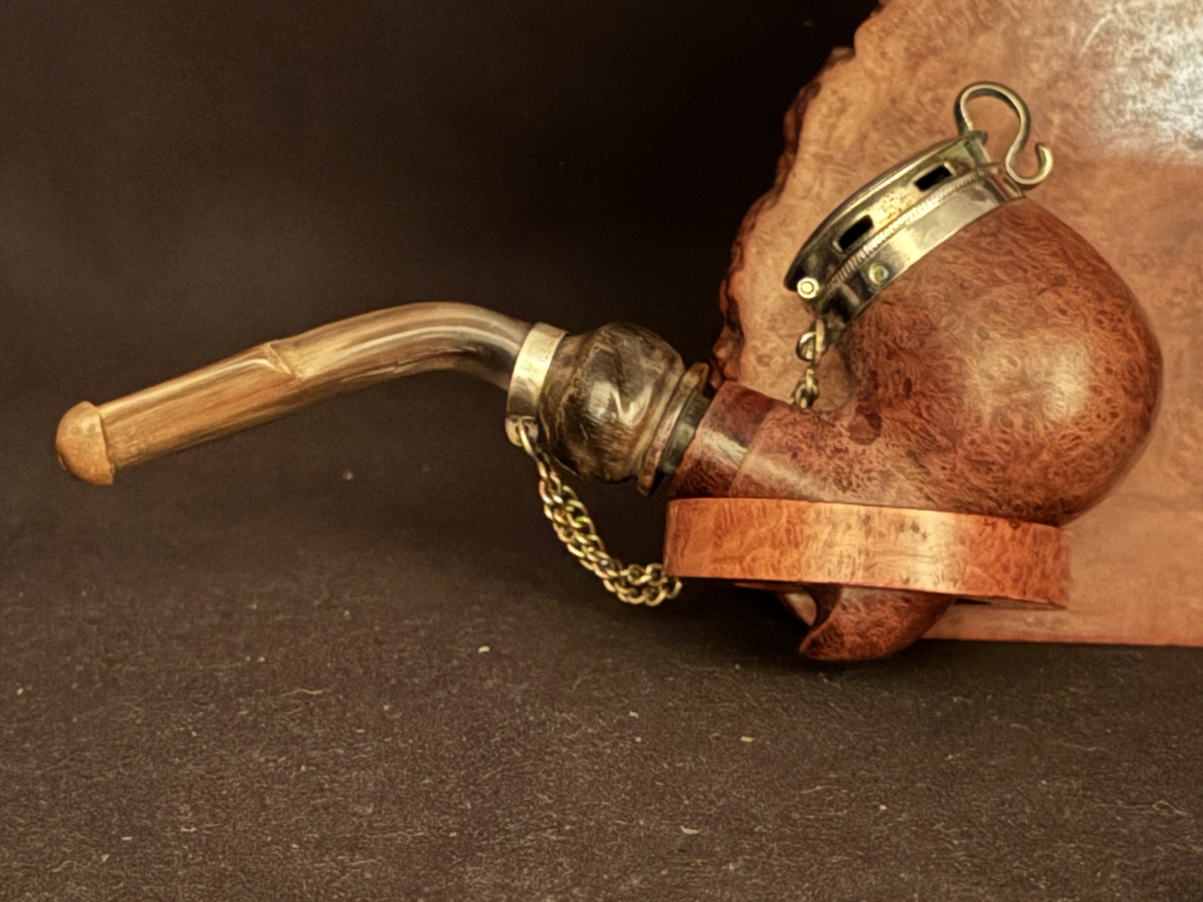 Bruyere Garantie Smooth Bent Pipe, Germany, Metal Windcap, Bakelite Stem, Unsmoked Estate Pipe 4