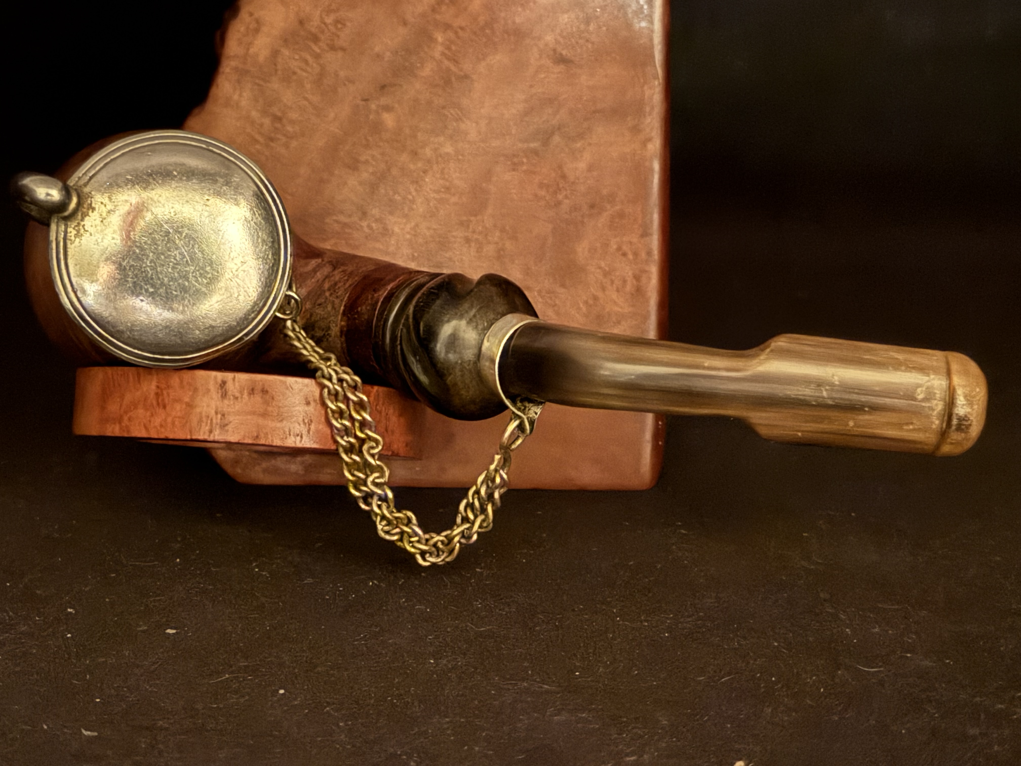 Bruyere Garantie Smooth Bent Pipe, Germany, Metal Windcap, Bakelite Stem, Unsmoked Estate Pipe 6