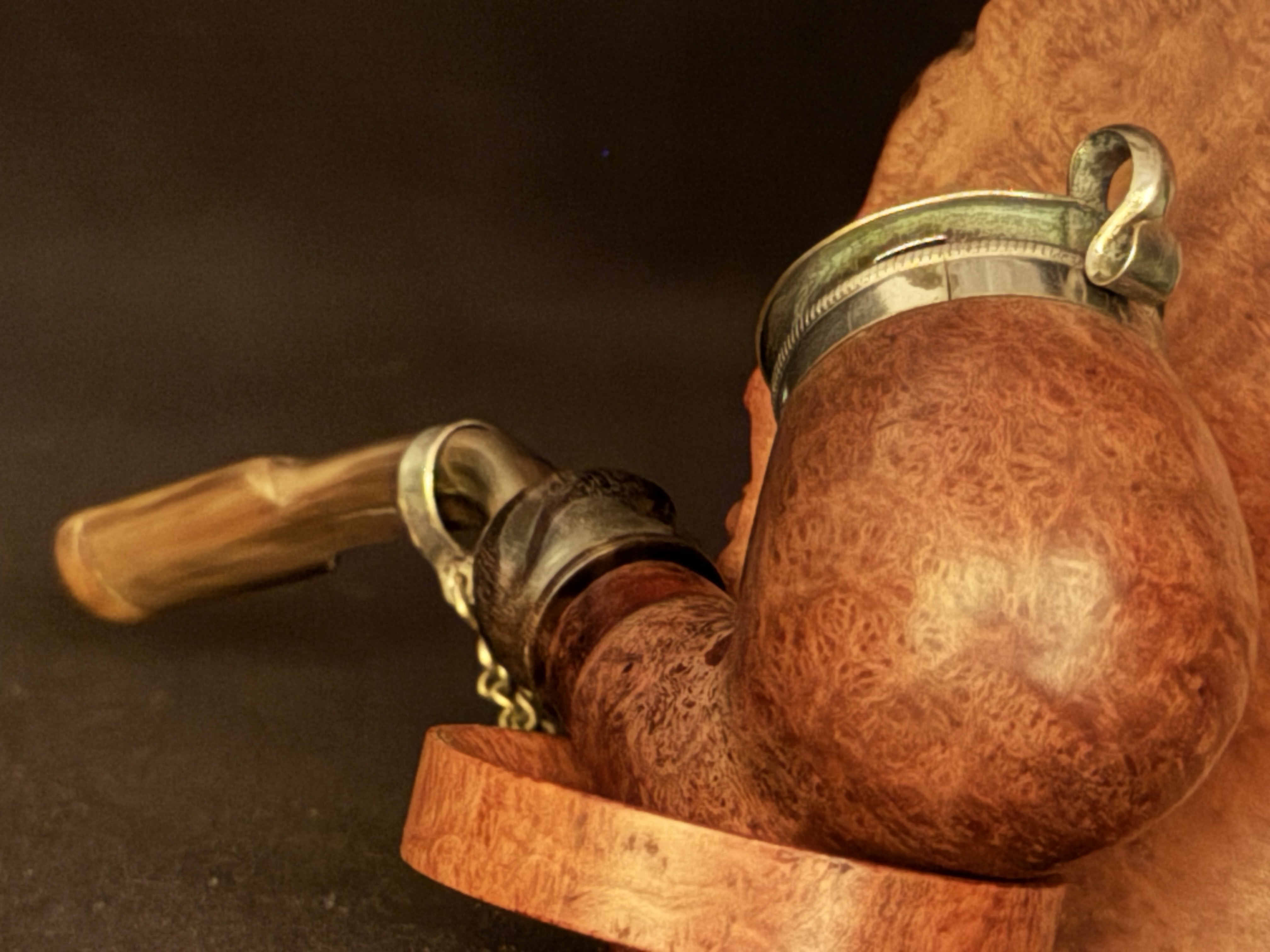 Bruyere Garantie Smooth Bent Pipe, Germany, Metal Windcap, Bakelite Stem, Unsmoked Estate Pipe 8