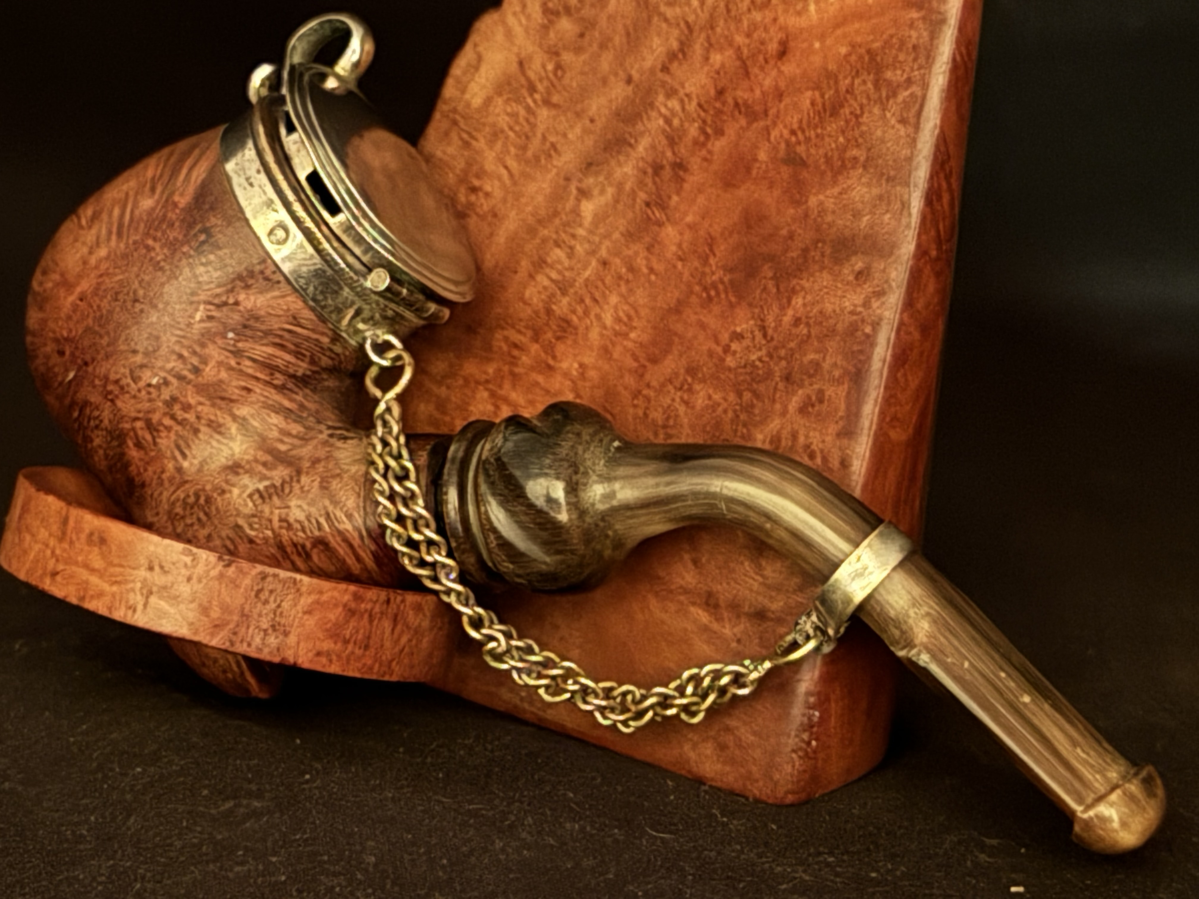 Bruyere Garantie Smooth Bent Pipe, Germany, Metal Windcap, Bakelite Stem, Unsmoked Estate Pipe 9