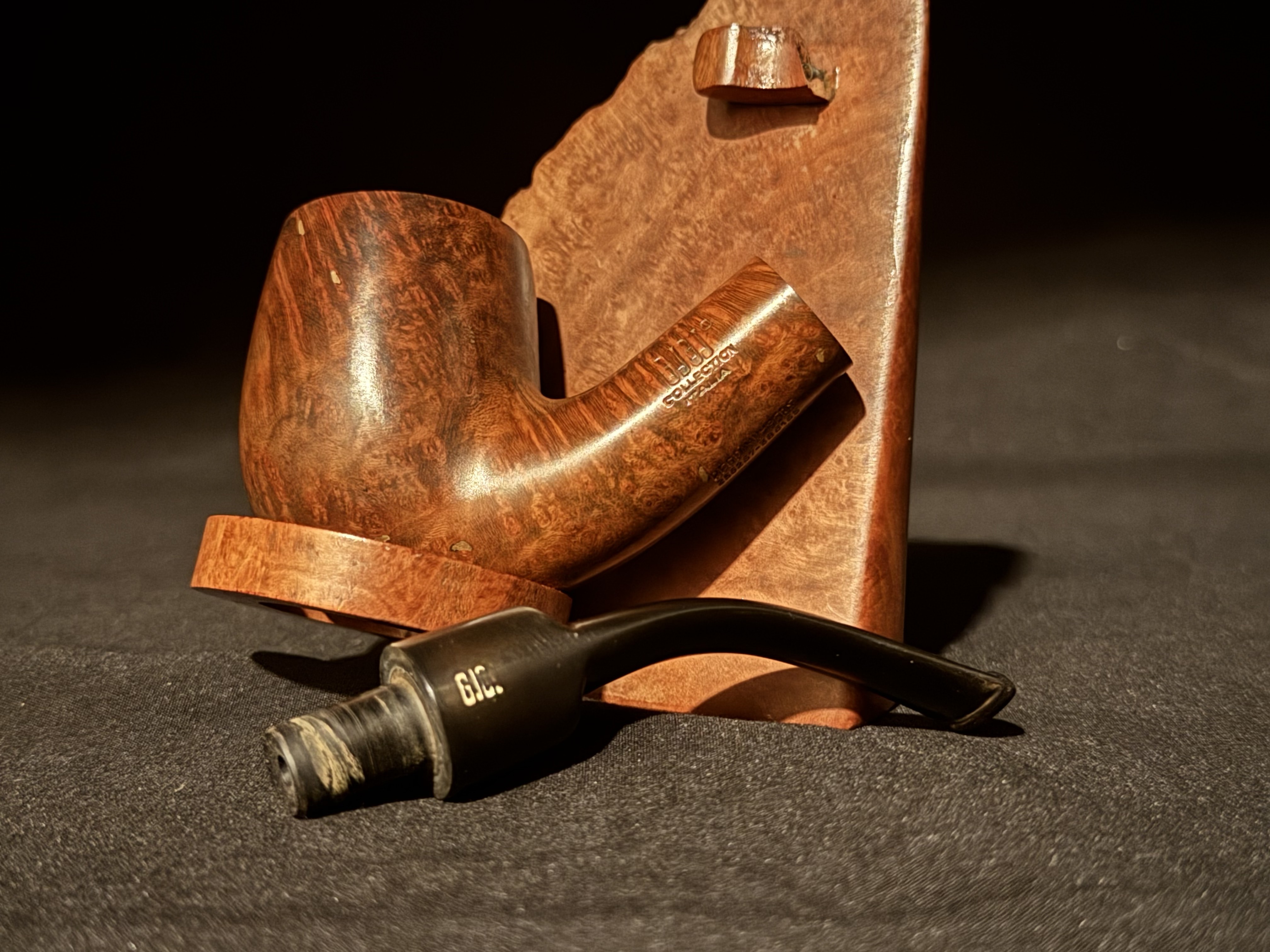 GIGI Collection Italia Studio X3 328 Smooth Bent Billiard Estate Pipe, Vulcanite Stem 14
