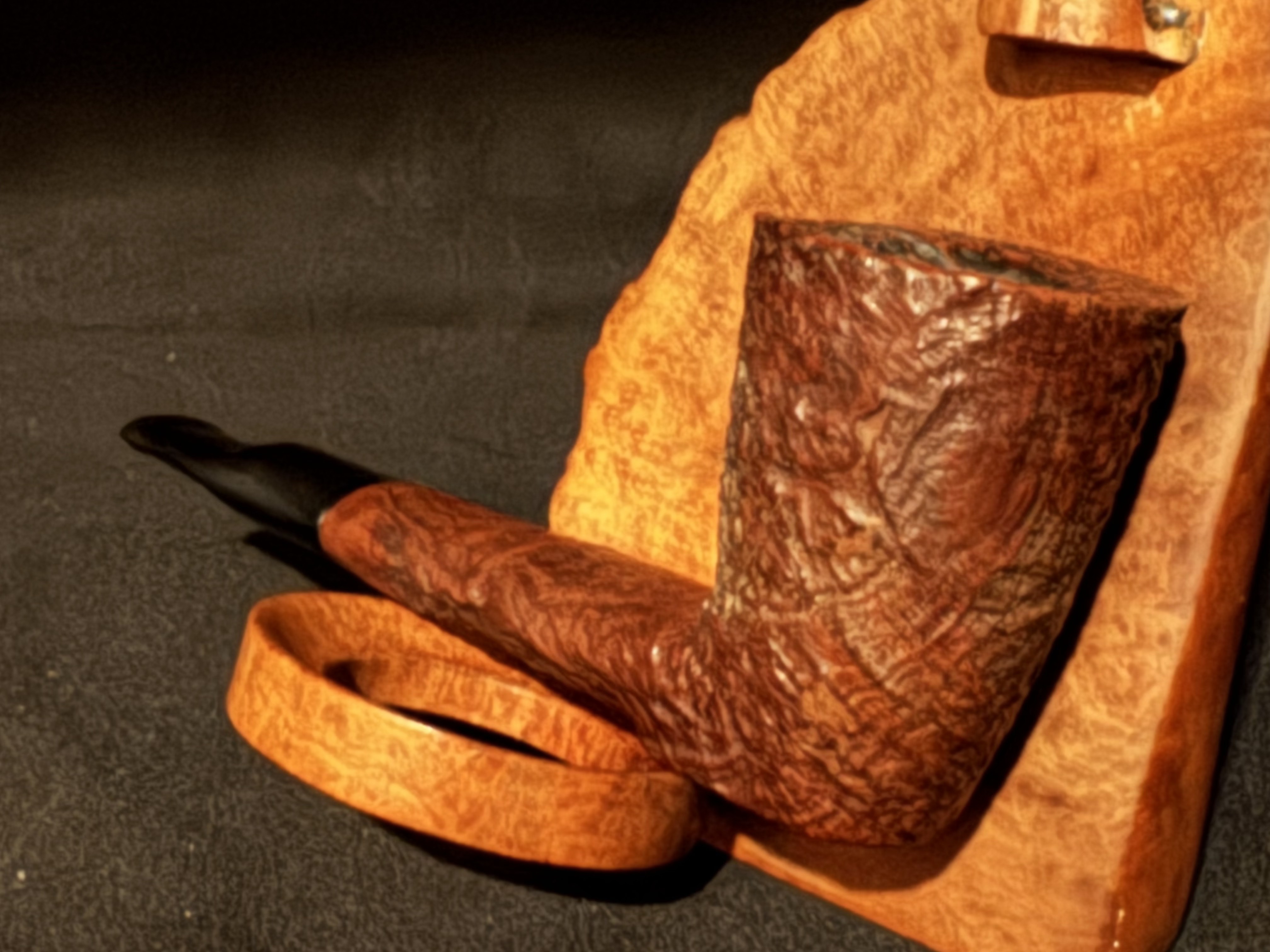 Gold Eagle Straight Dublin Sandblast Briar Pipe, Vulcanite Stem, Estate 7