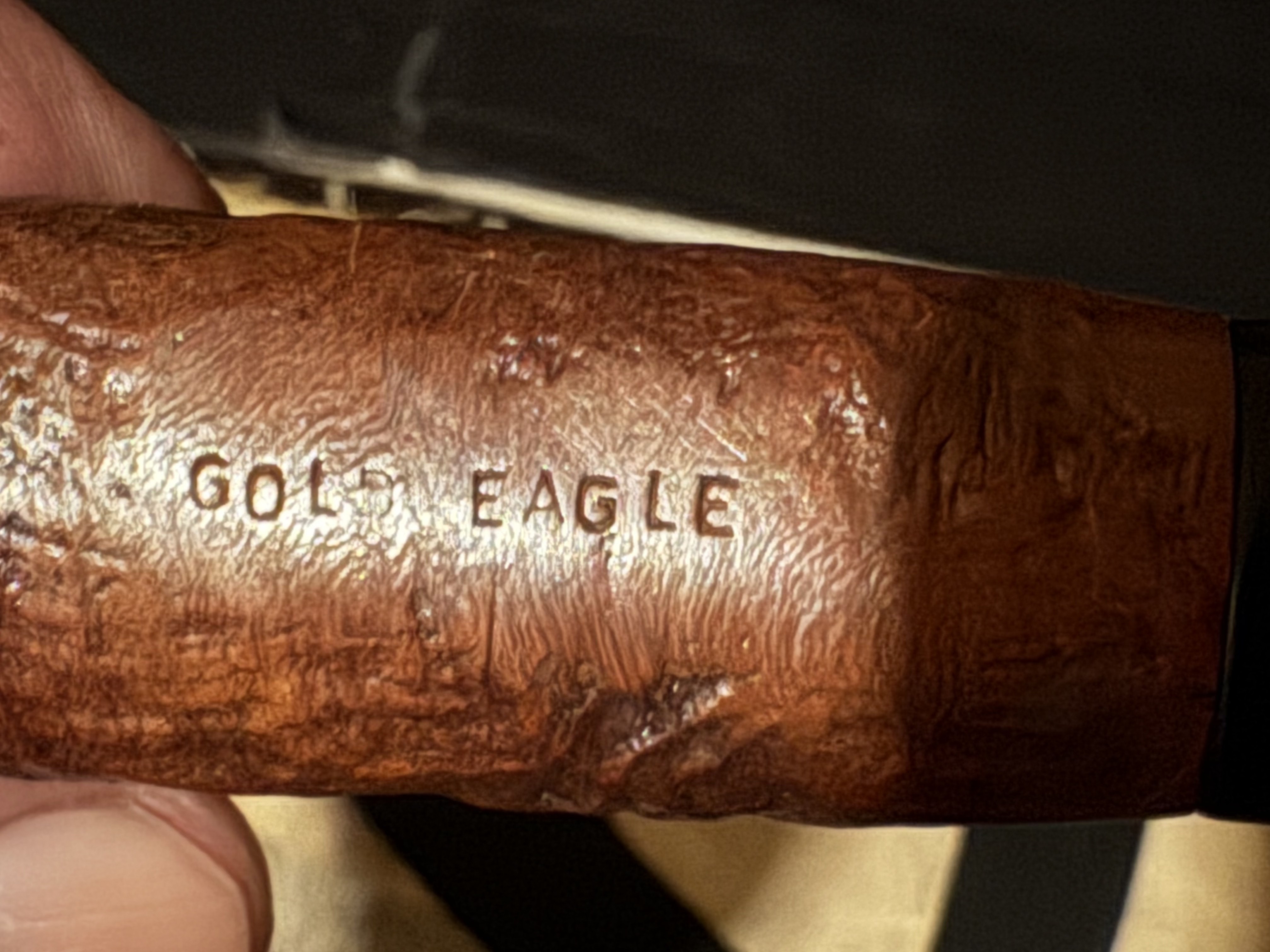 Gold Eagle Straight Dublin Sandblast Briar Pipe, Vulcanite Stem, Estate 10