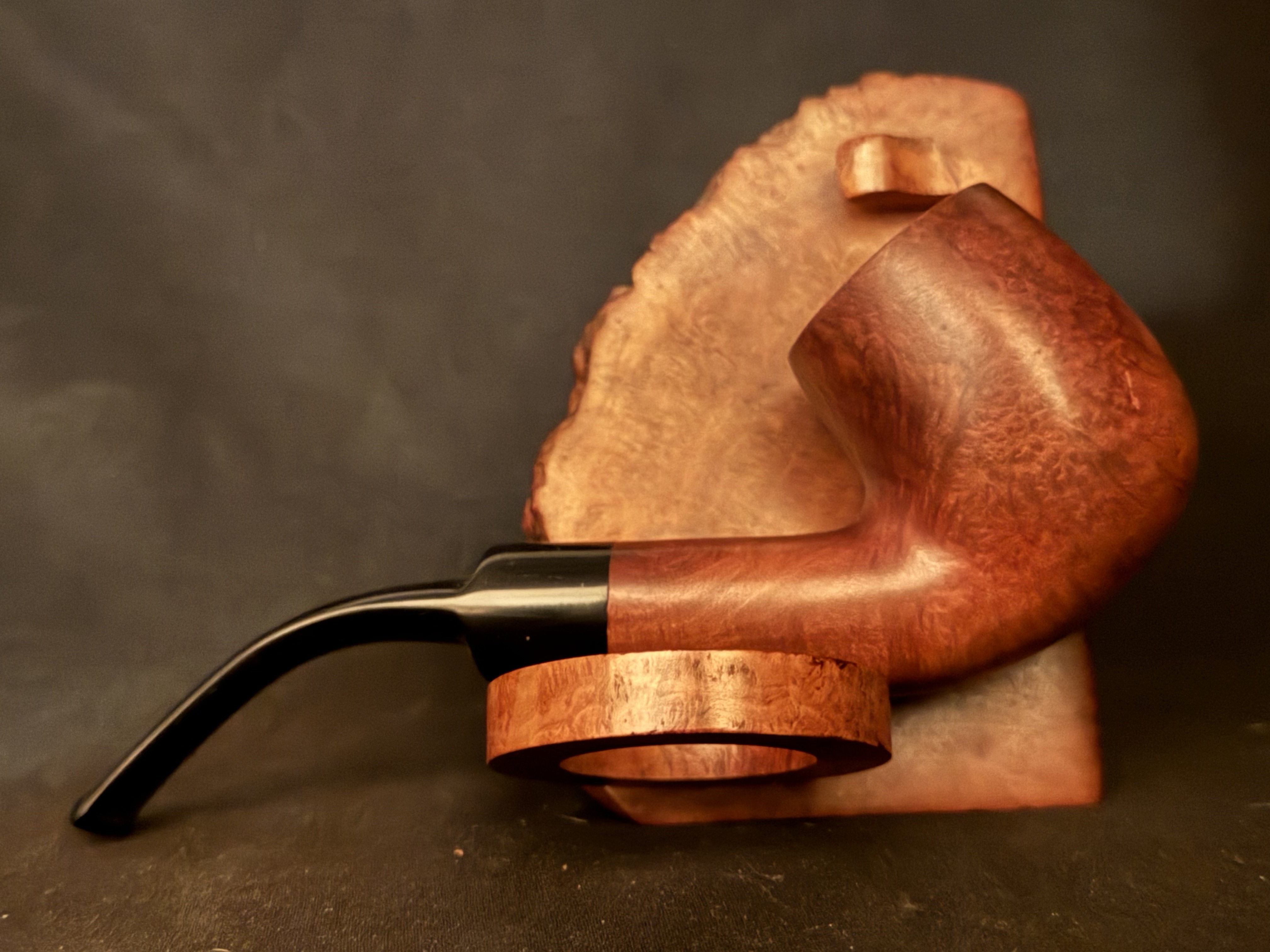 Gold Fire Selected Briar Smooth Bent Billiard Estate Pipe with Vulcanite Saddle Stem and Fishtail Bit 4
