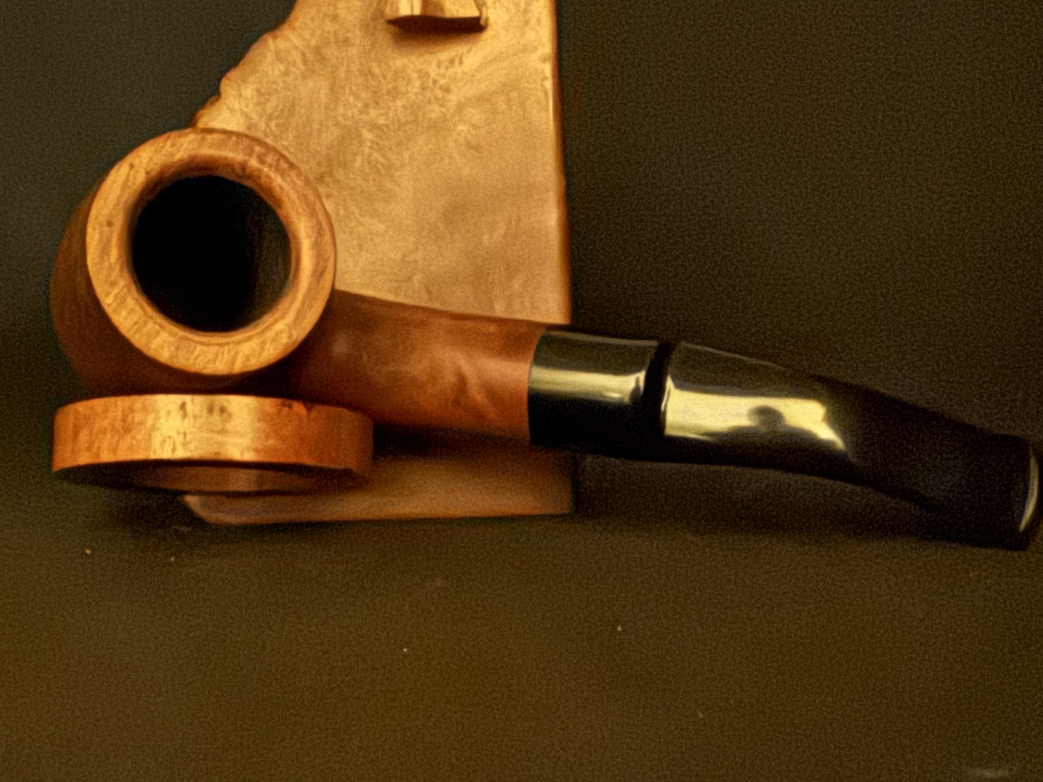 Gold Fire Selected Briar Smooth Bent Billiard Estate Pipe with Vulcanite Saddle Stem and Fishtail Bit 5
