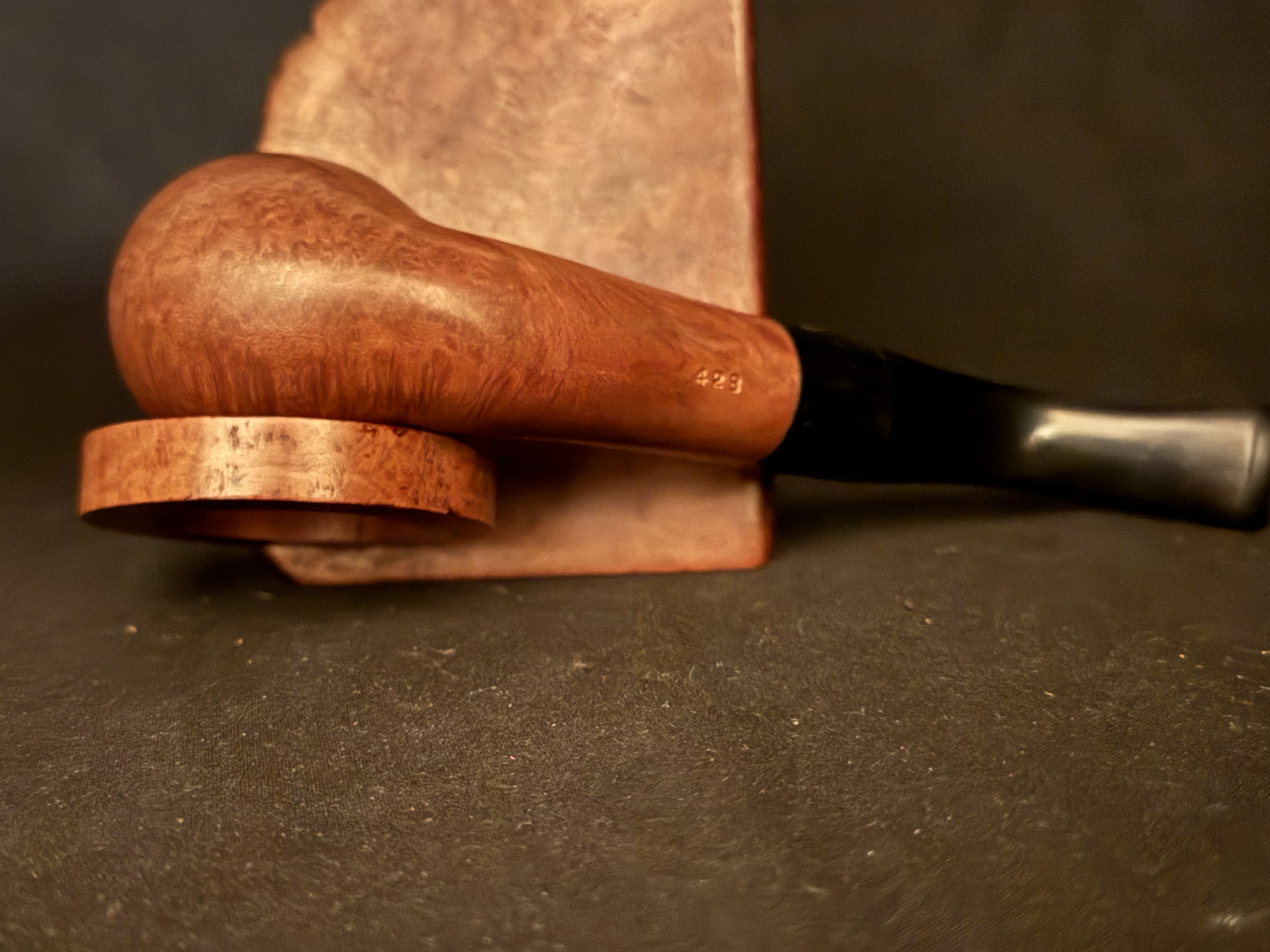 Gold Fire Selected Briar Smooth Bent Billiard Estate Pipe with Vulcanite Saddle Stem and Fishtail Bit 6