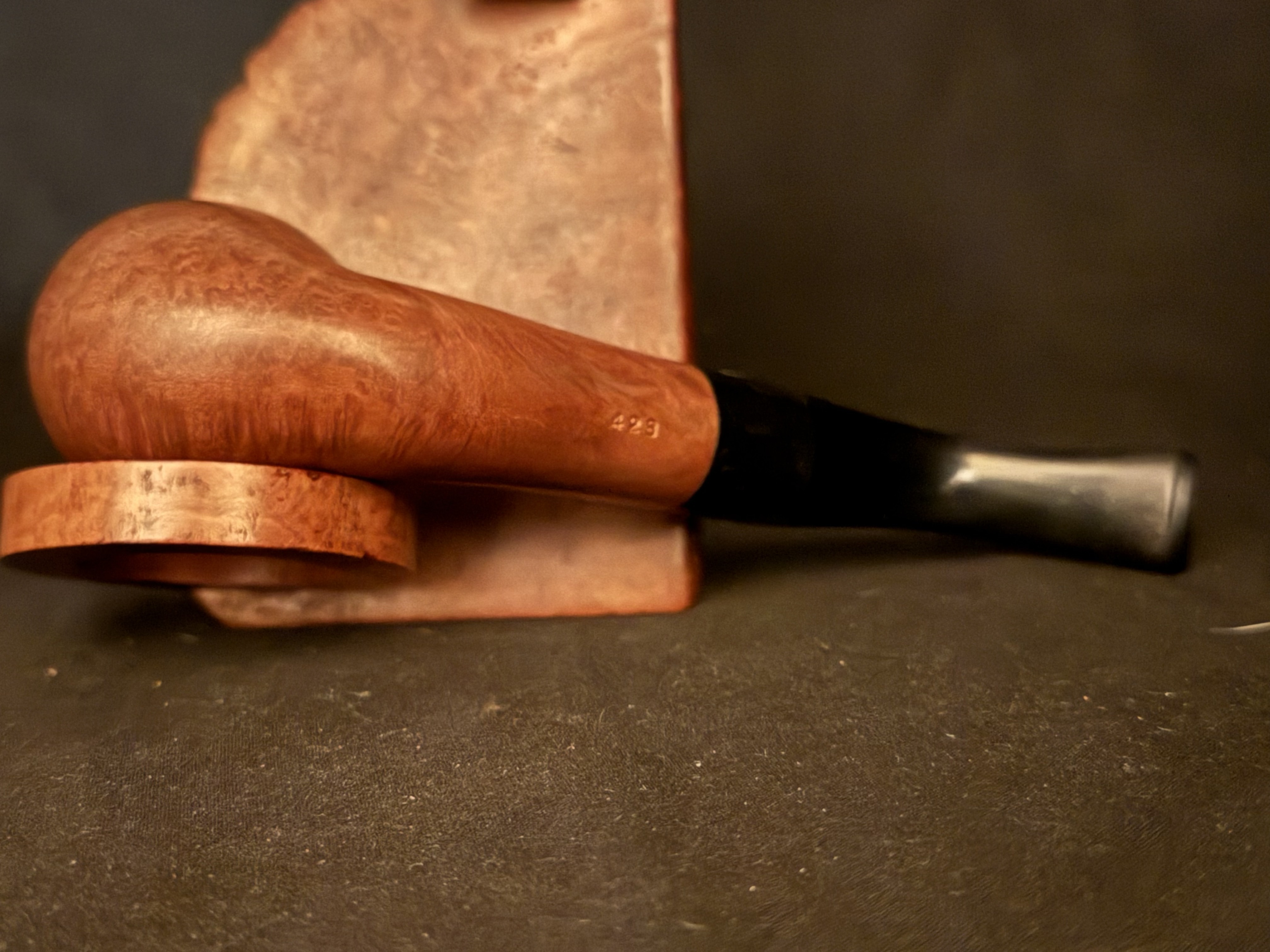 Gold Fire Selected Briar Smooth Bent Billiard Estate Pipe with Vulcanite Saddle Stem and Fishtail Bit 7