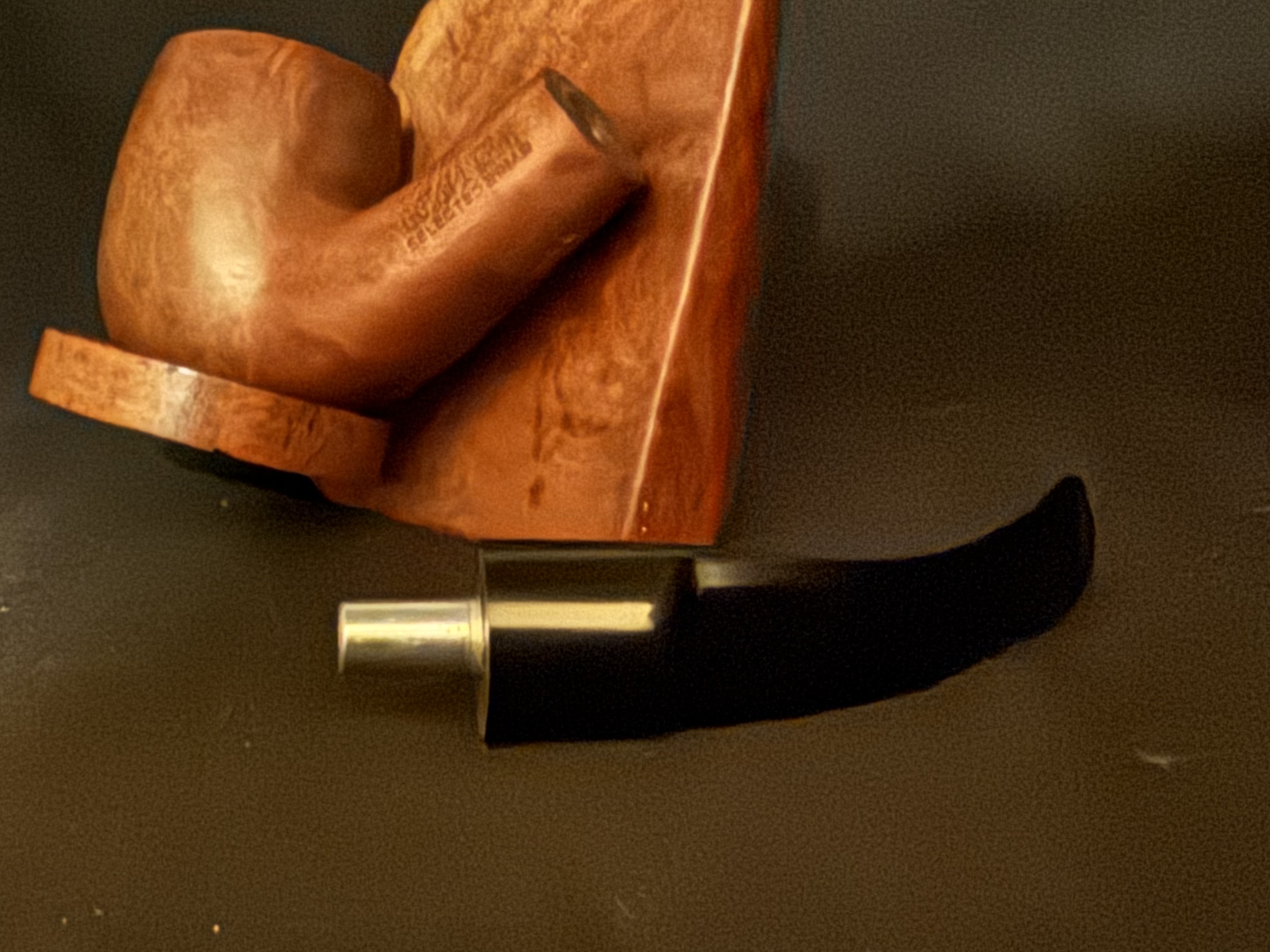 Gold Fire Selected Briar Smooth Bent Billiard Estate Pipe with Vulcanite Saddle Stem and Fishtail Bit 10