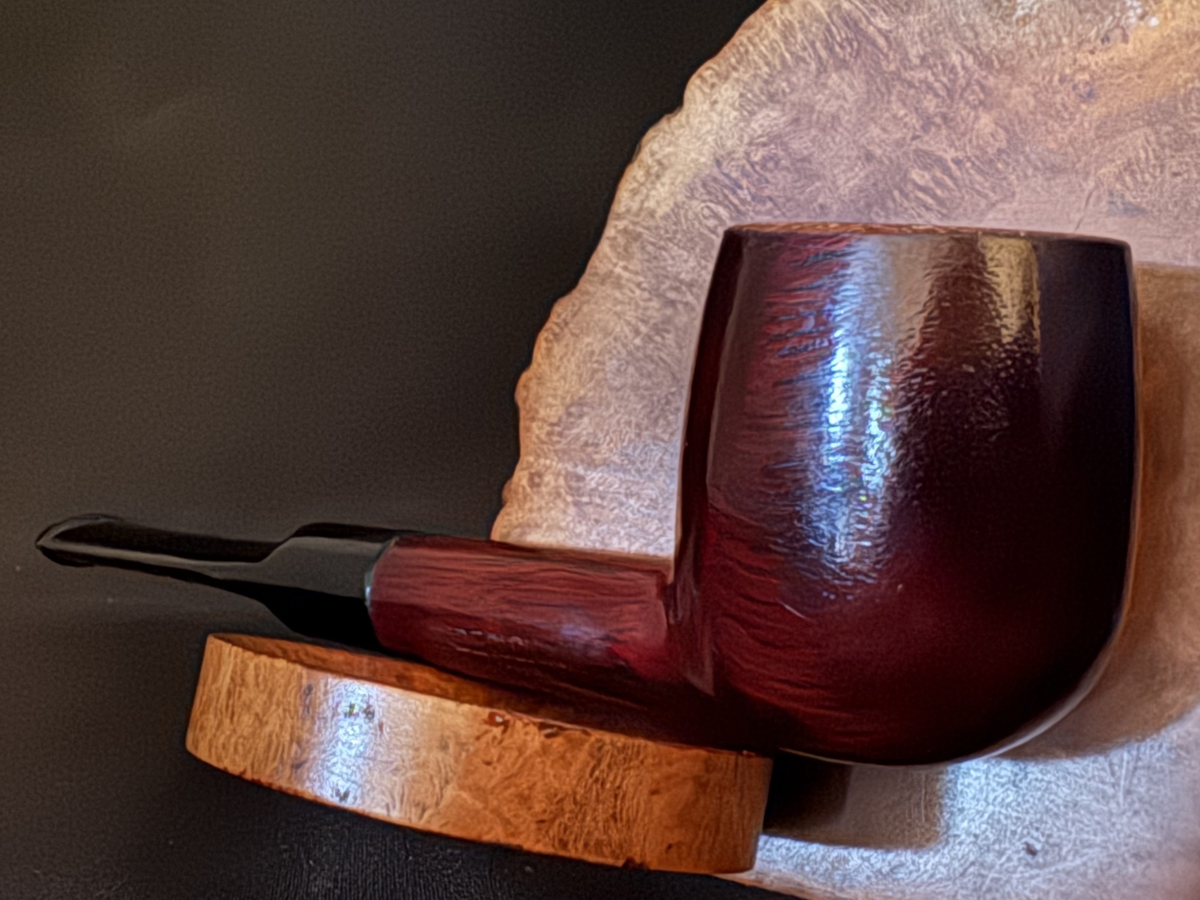 Golden Leaf 321 Smooth Straight Pot Pipe, Glassy Dark Reddish Finish, Acrylic Saddle Stem, Made in China 6