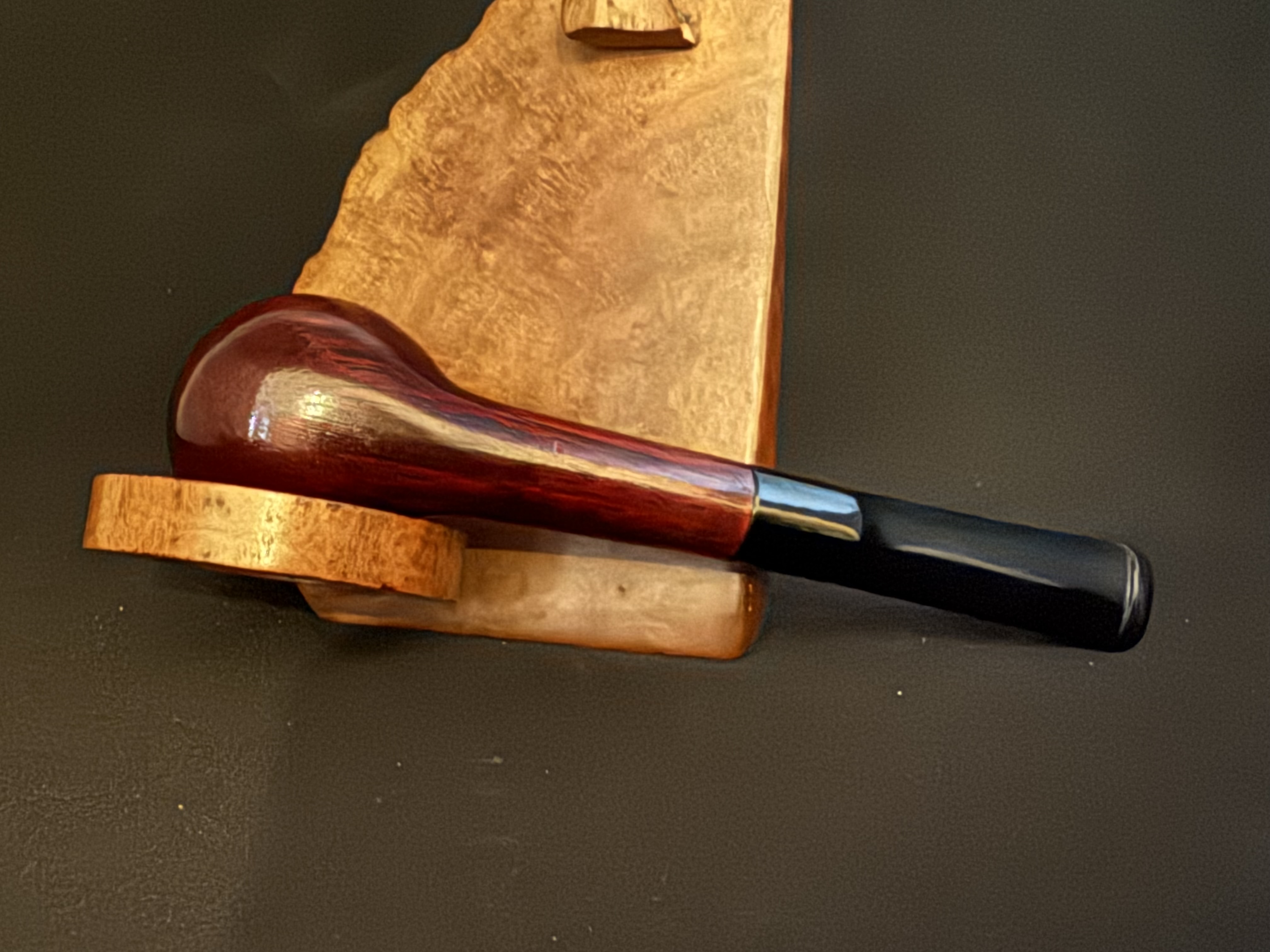 Golden Leaf 321 Smooth Straight Pot Pipe, Glassy Dark Reddish Finish, Acrylic Saddle Stem, Made in China 5