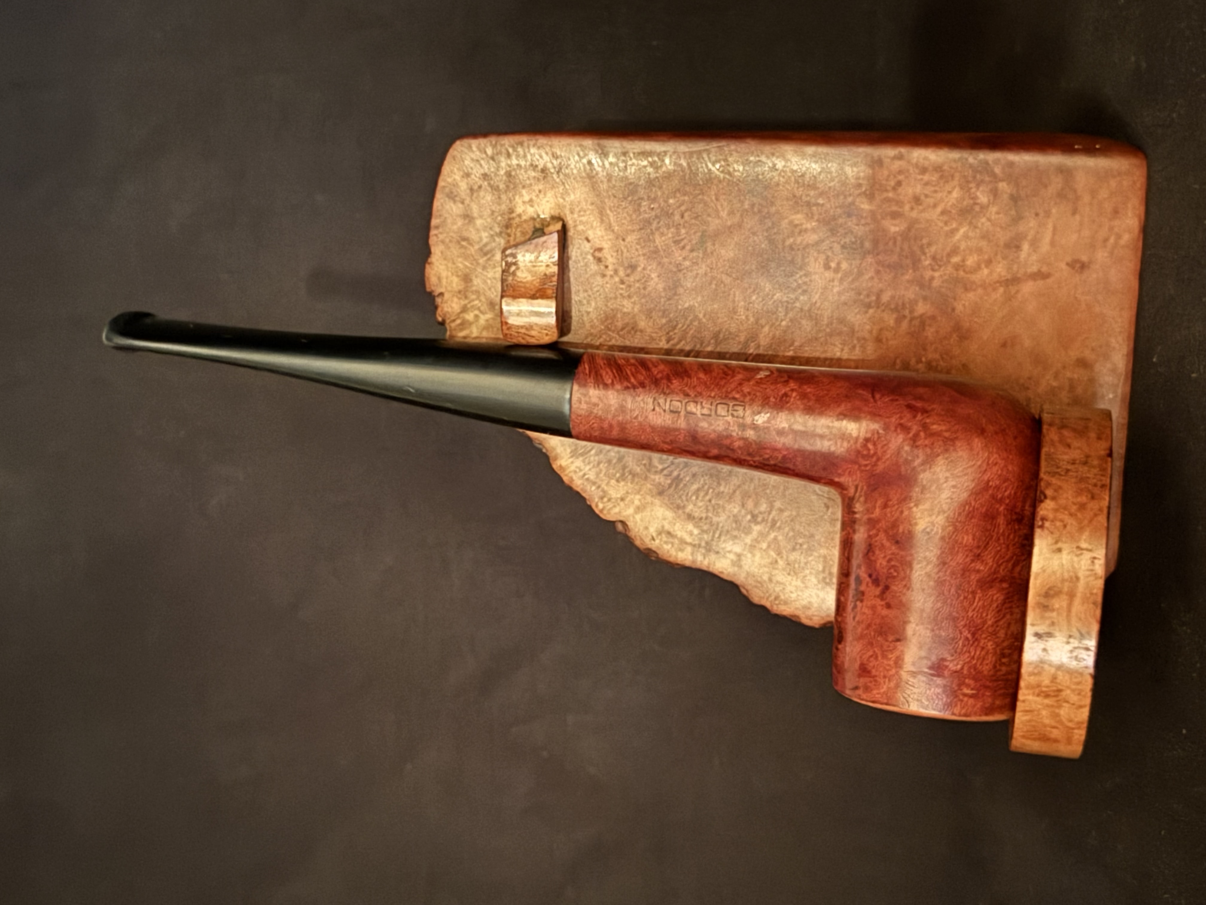 Gordon Medium Size Smooth Straight Billiard Estate Pipe, Vulcanite Tapered Stem, Fishtail Bit, No Filter