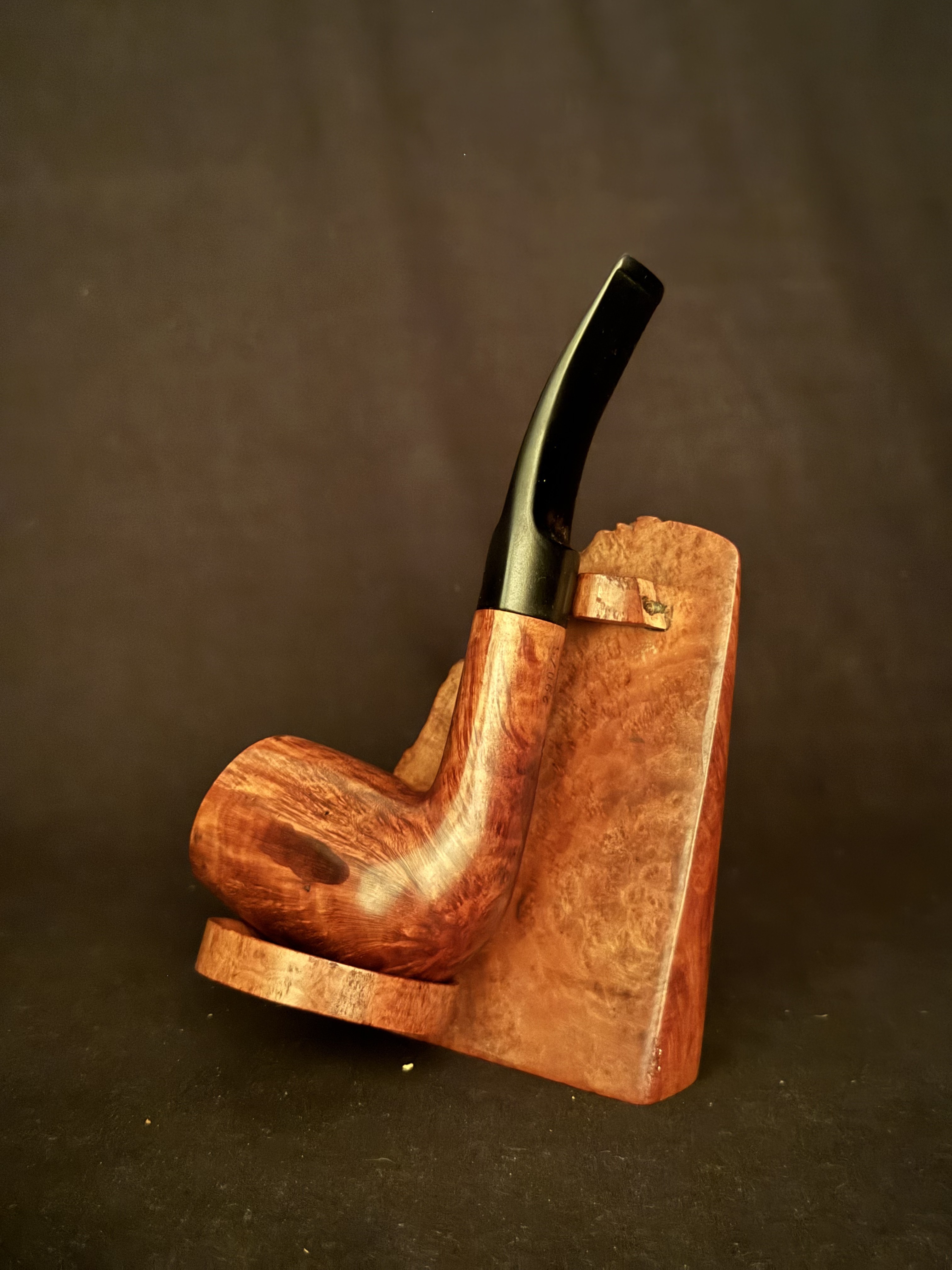Hilson Antique 290/S Bent Chimney Billiard Vertical Grain Vulcanite Saddle Stem Estate Pipe 2