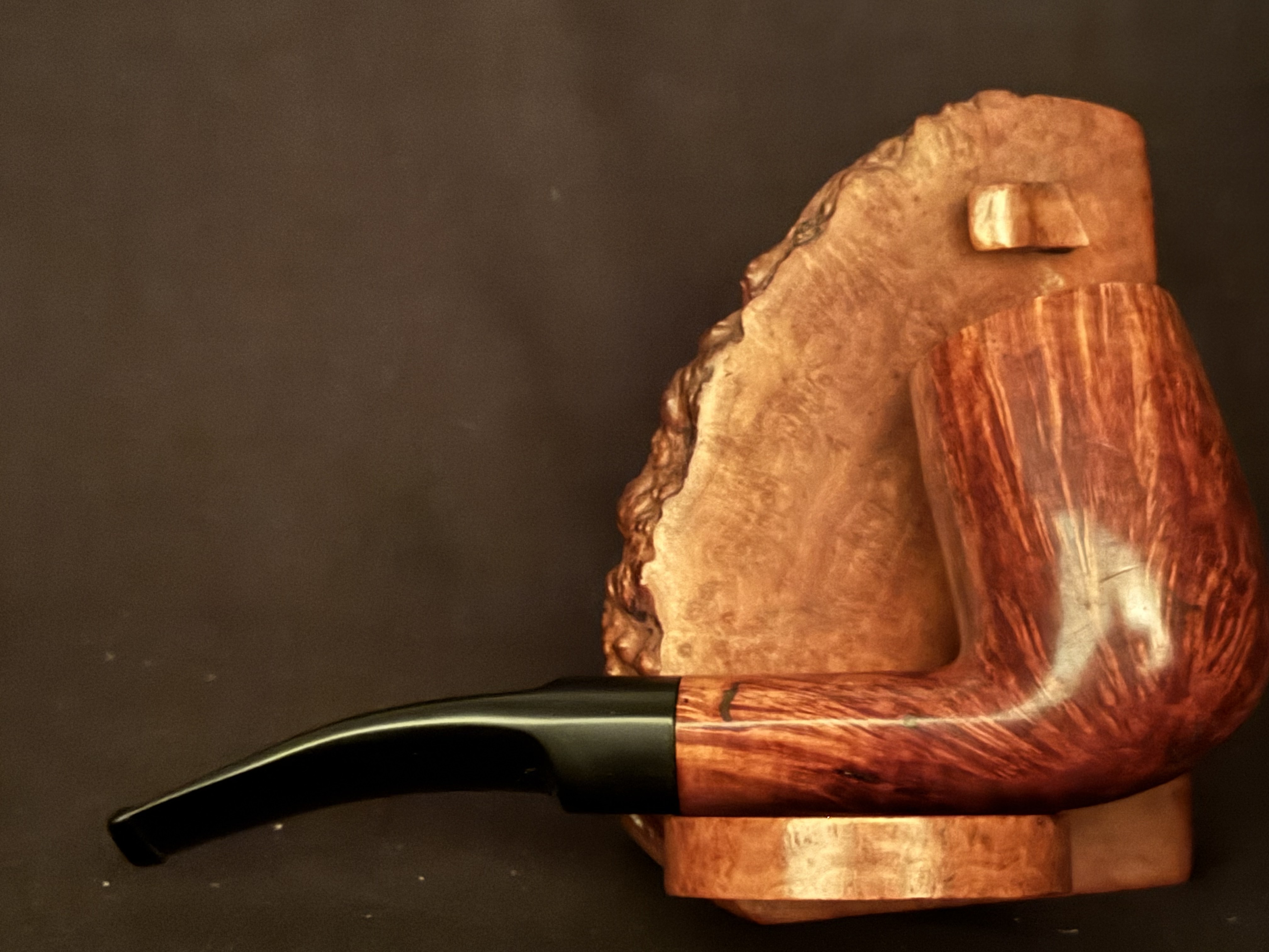 Hilson Antique 290/S Bent Chimney Billiard Vertical Grain Vulcanite Saddle Stem Estate Pipe 4