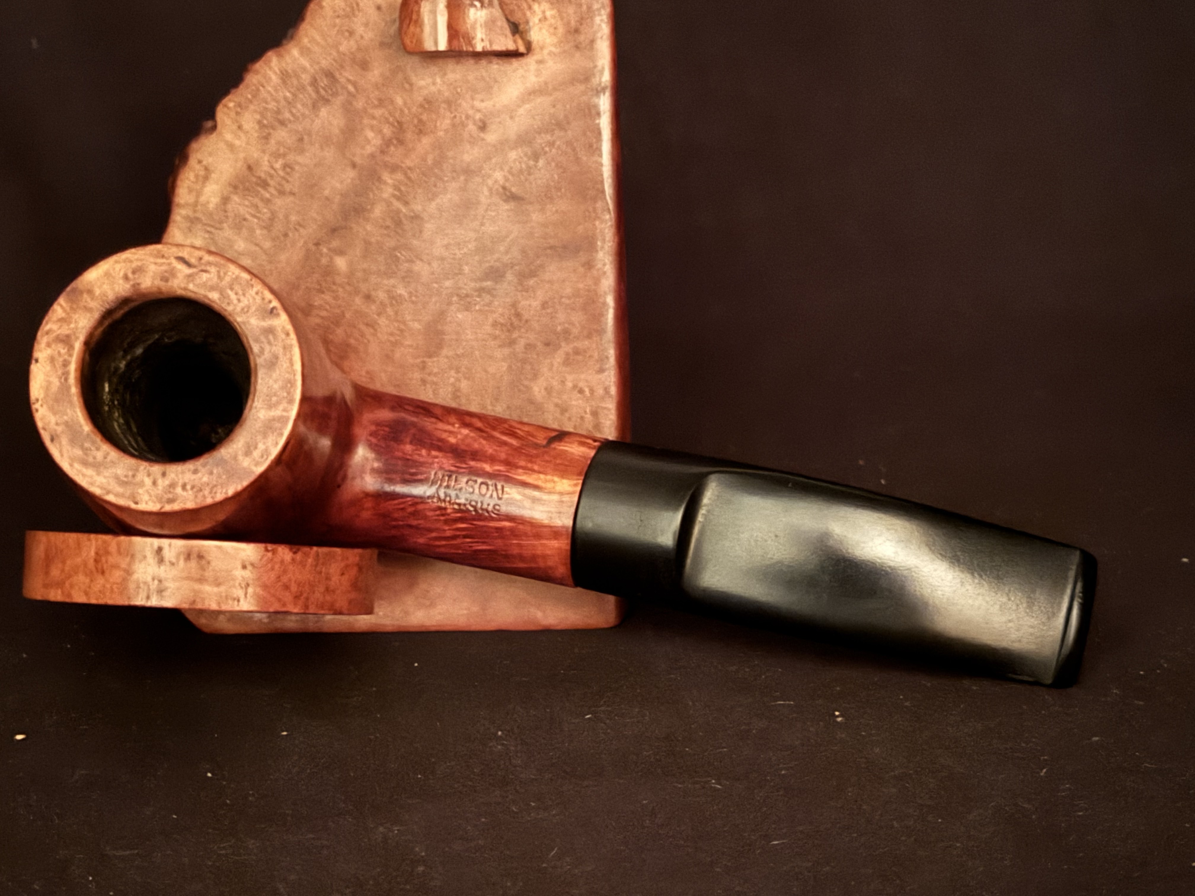 Hilson Antique 290/S Bent Chimney Billiard Vertical Grain Vulcanite Saddle Stem Estate Pipe 5