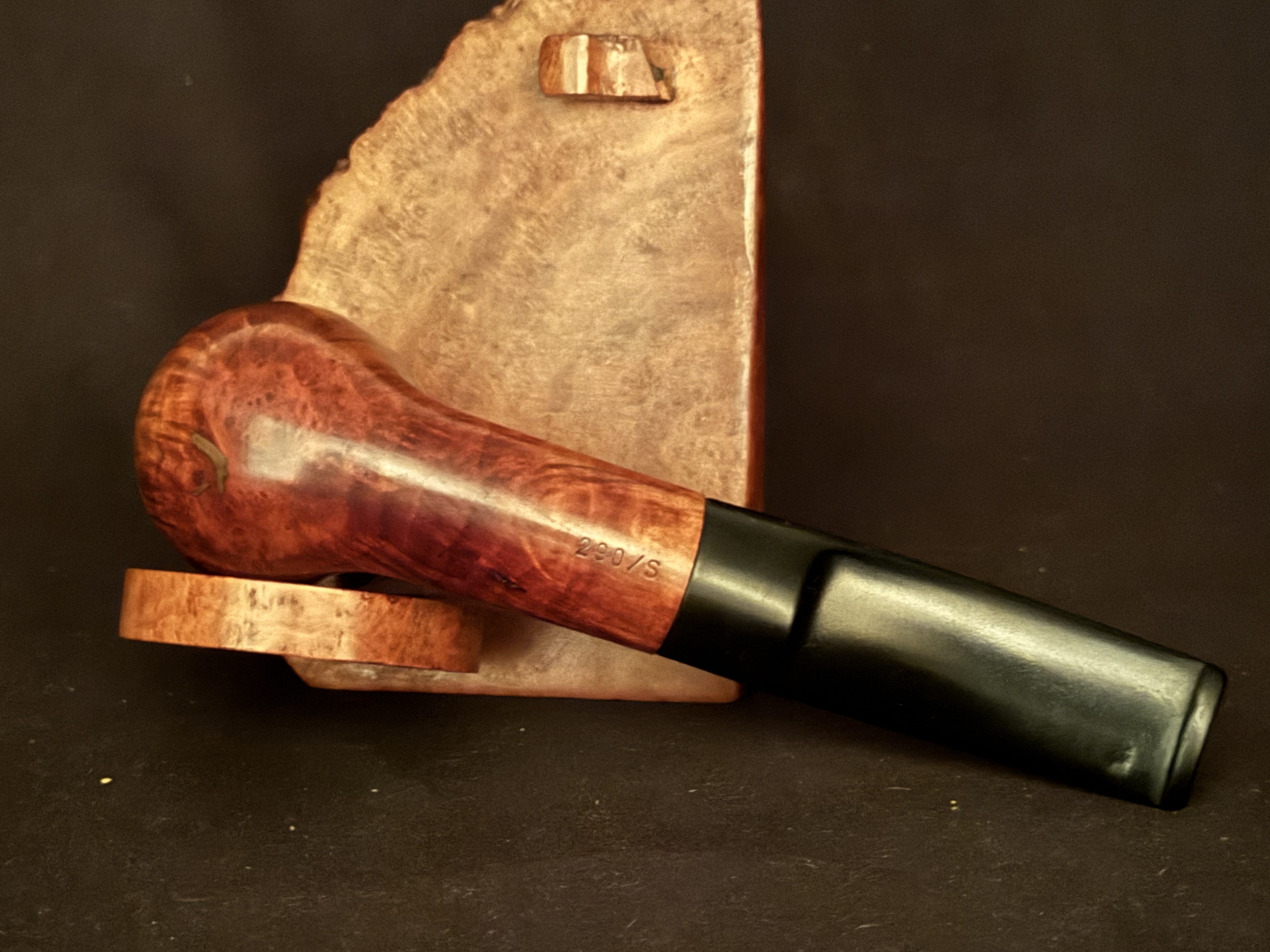 Hilson Antique 290/S Bent Chimney Billiard Vertical Grain Vulcanite Saddle Stem Estate Pipe 6
