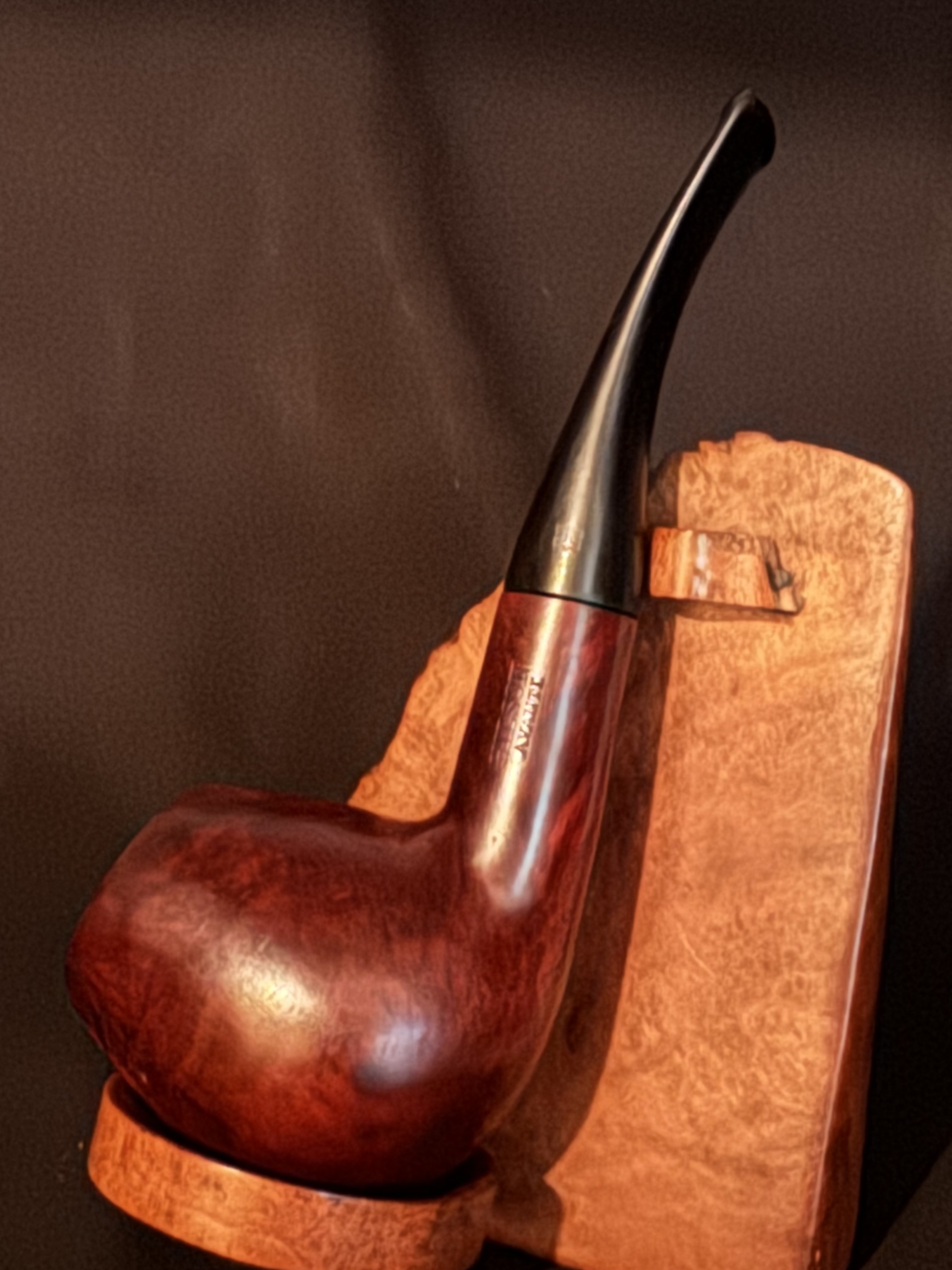 Hilson Avanti 211 Bent Brandy Reddish Smooth Briar Vulcanite Stem Estate Pipe 9mm Filter 9