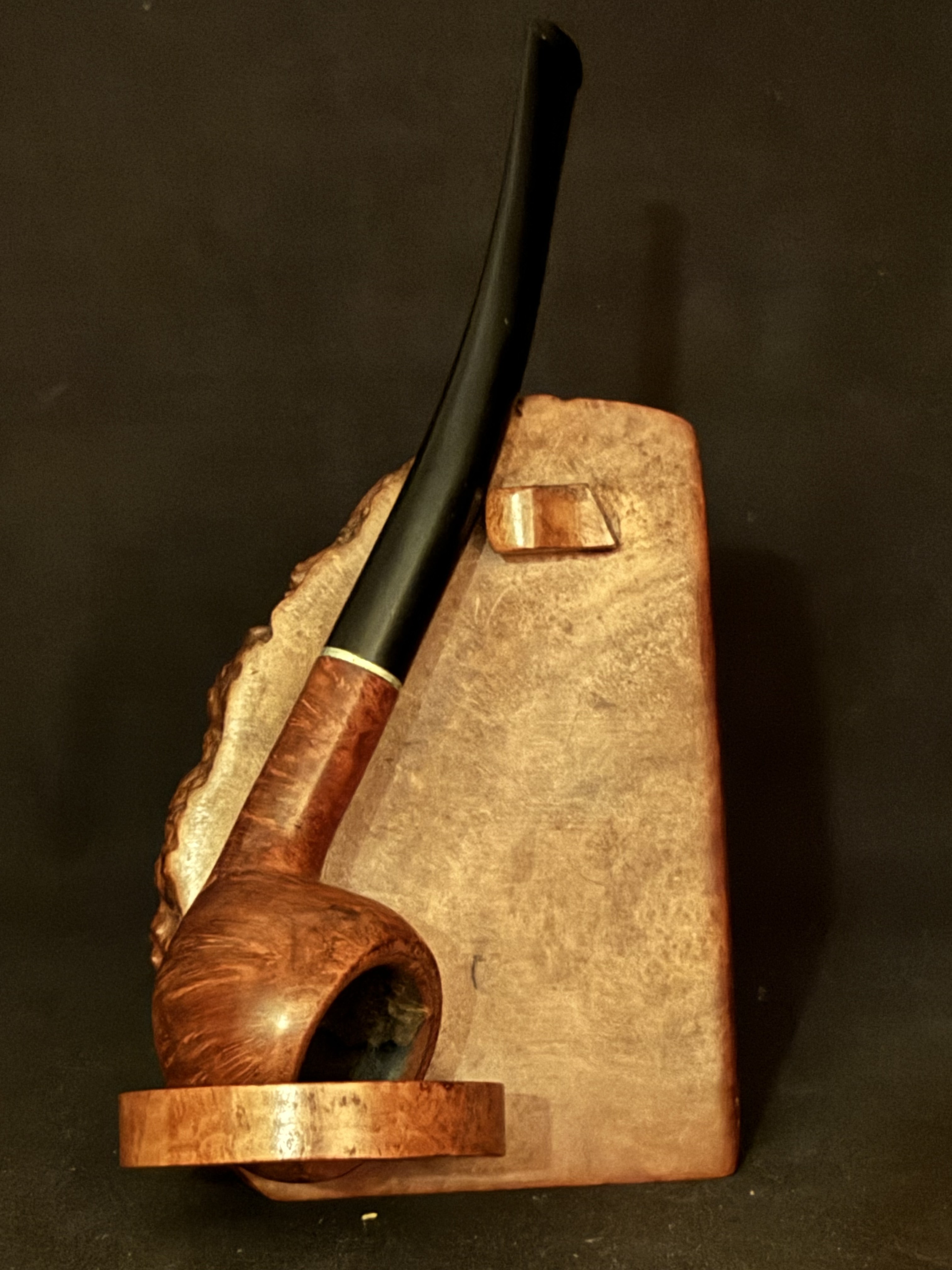 Hockey English Finish Smooth Apple Pot Pipe - Straight Pencil Shank Estate Pipe