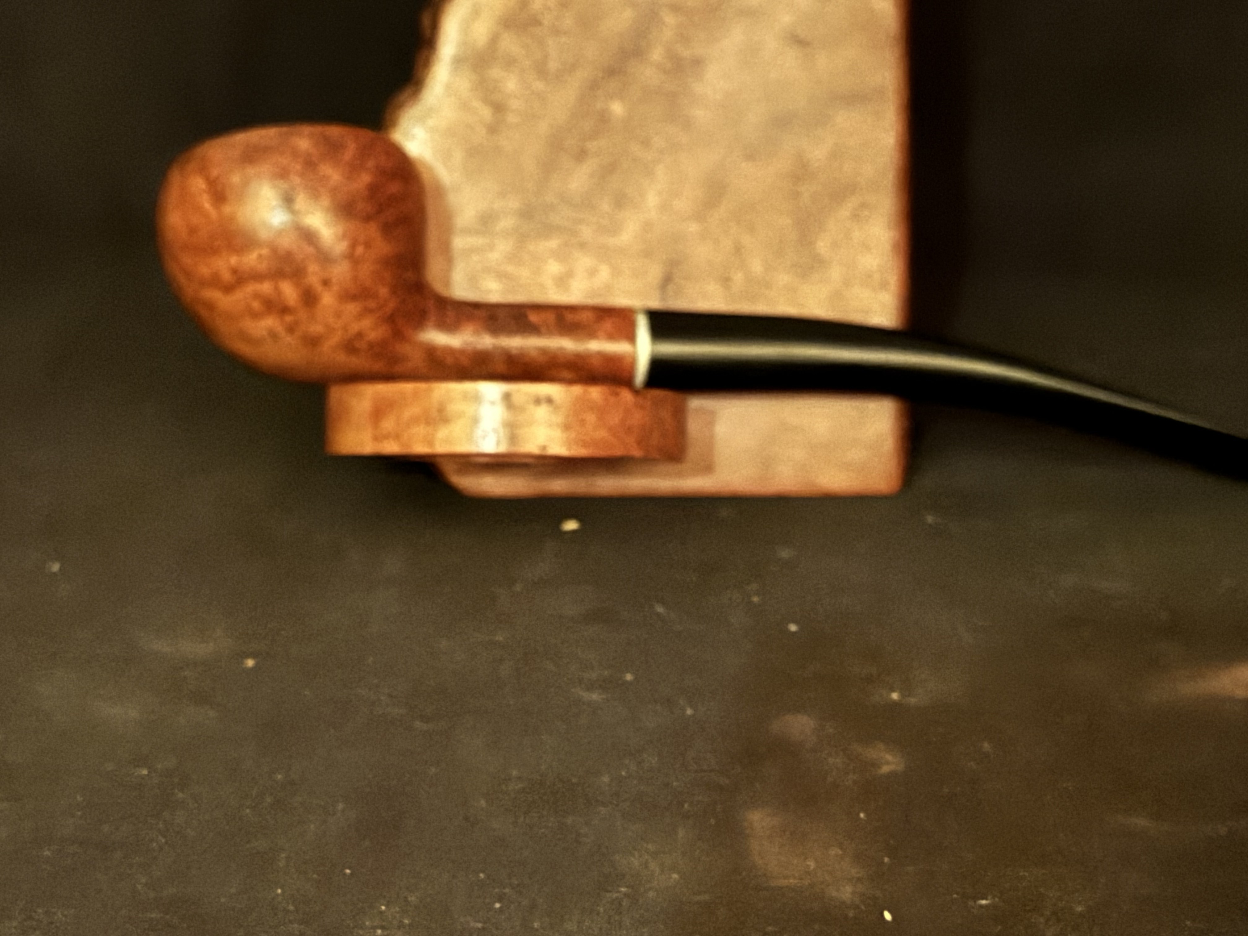 Hockey English Finish Smooth Apple Pot Pipe - Straight Pencil Shank Estate Pipe 3