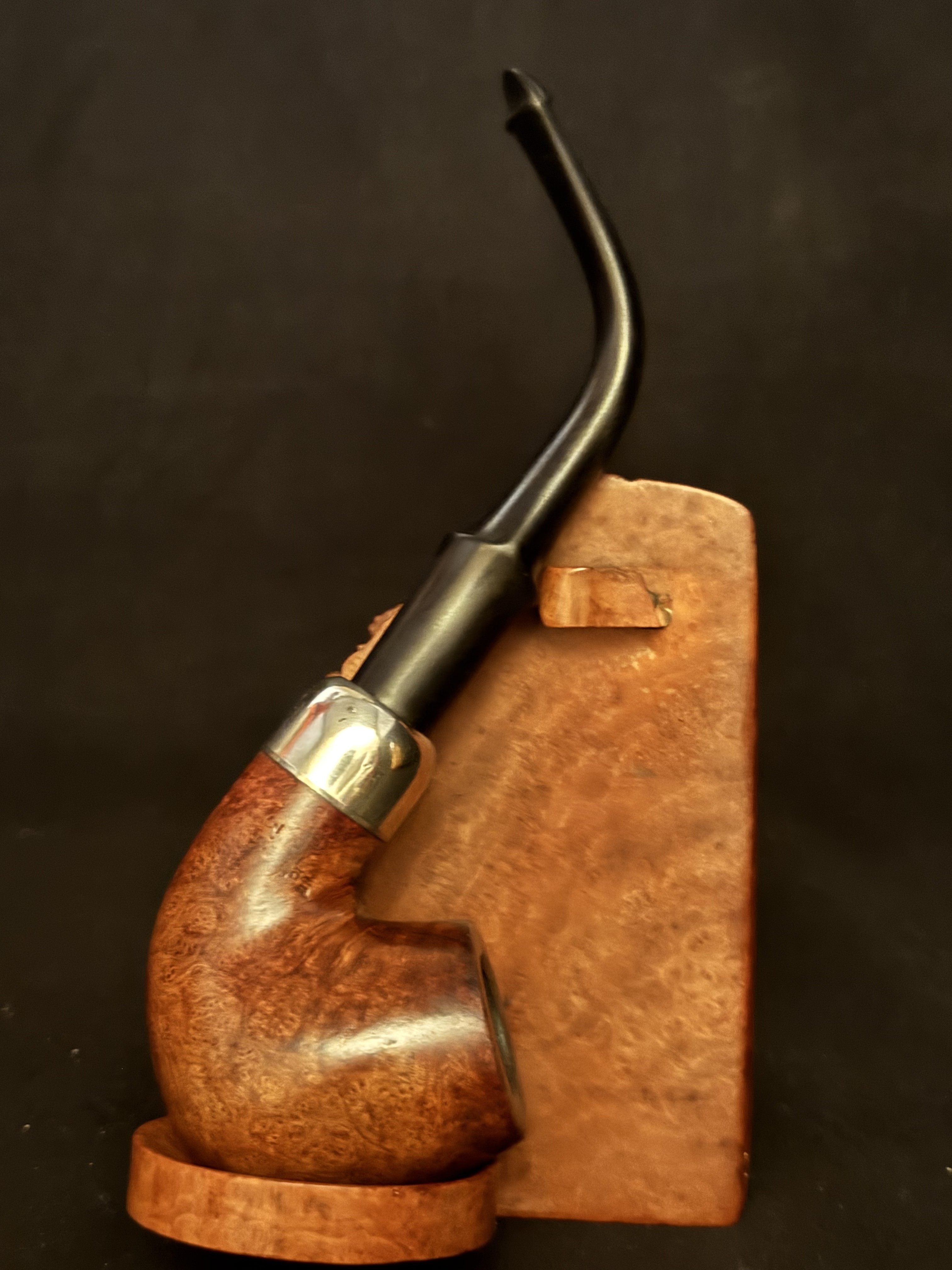 Irish Estate Peterson System 314 Bent Billiard Smooth P-Lip Nickel Mount Pipe