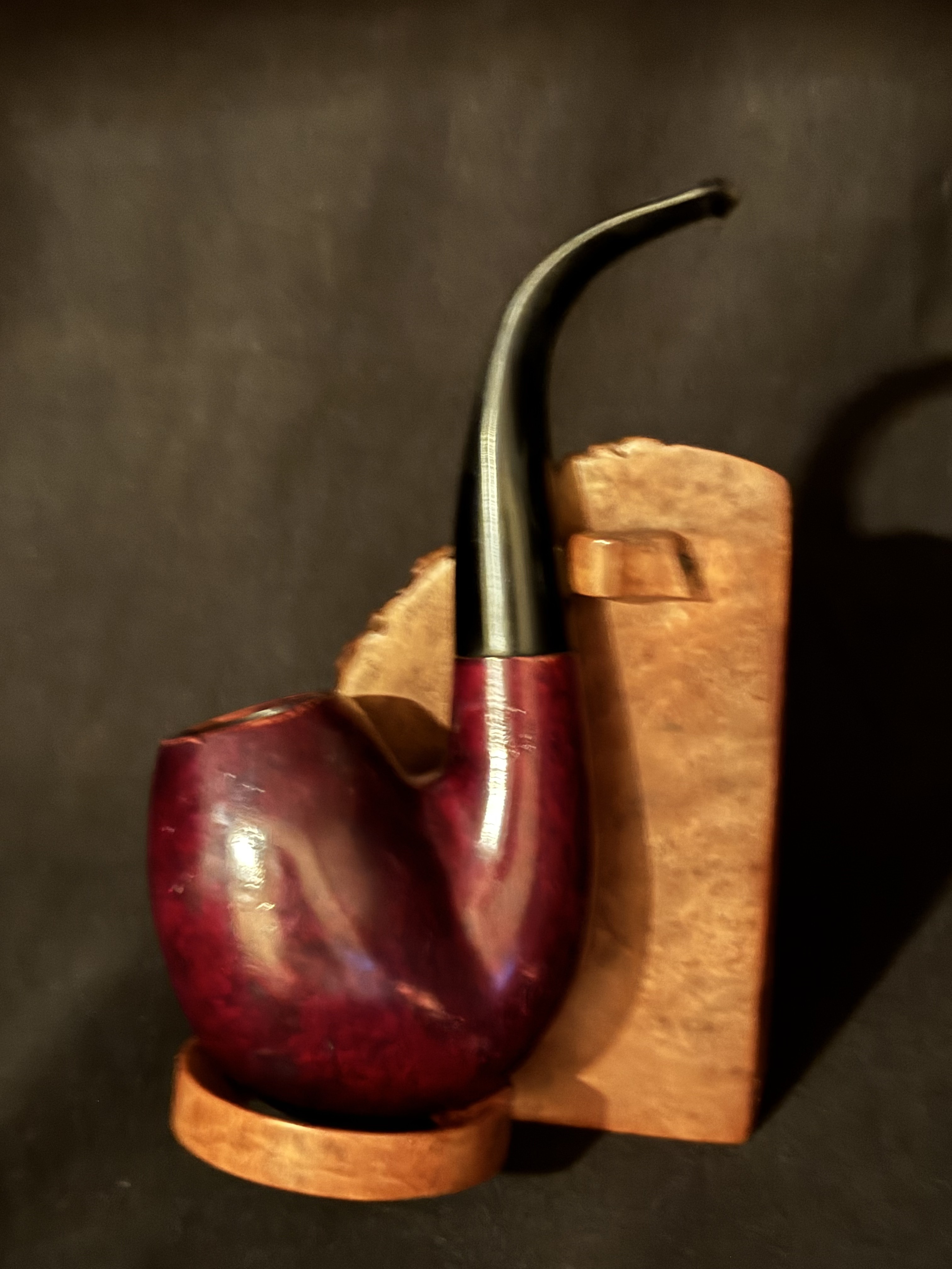 Italian Estate Full Bent Oom Paul Egg Bowl Briar Pipe, Vulcanite Stem, No Filter 9