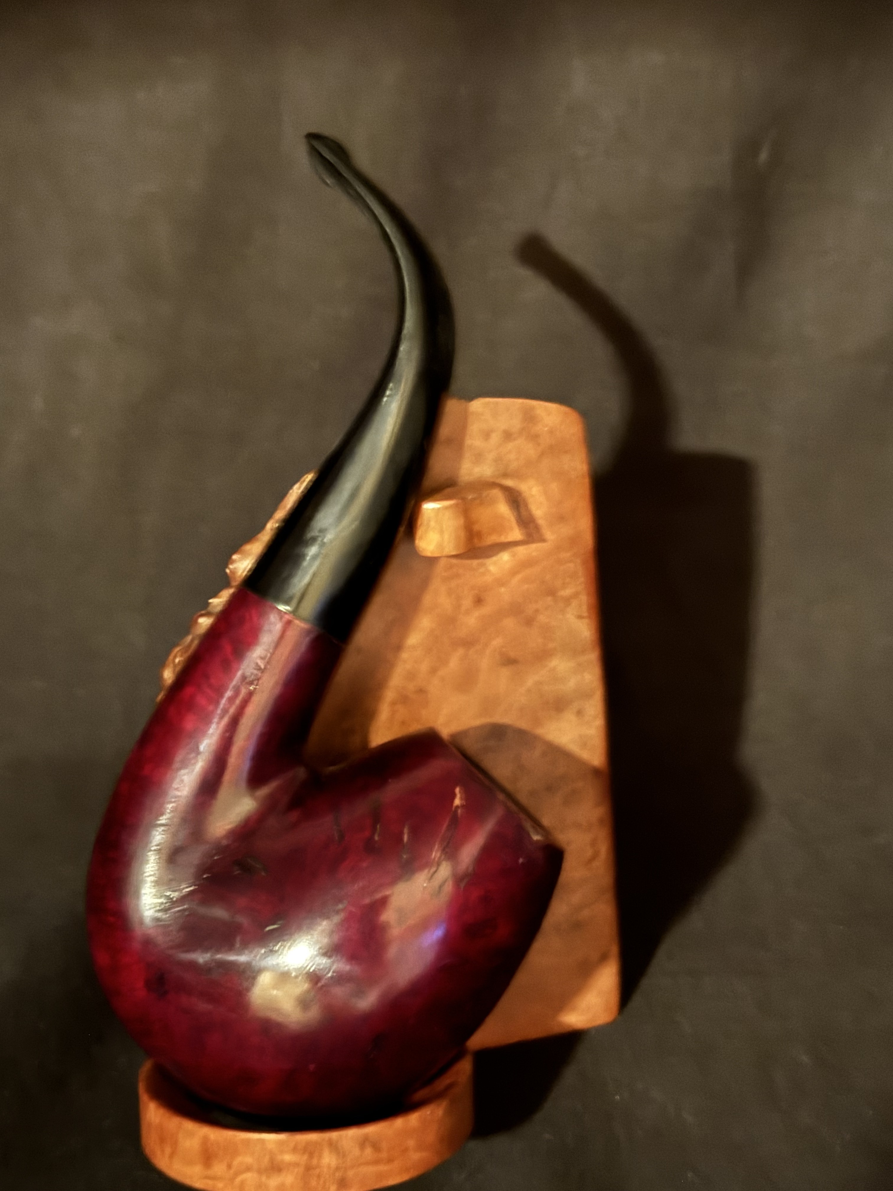 Italian Estate Full Bent Oom Paul Egg Bowl Briar Pipe, Vulcanite Stem, No Filter 10