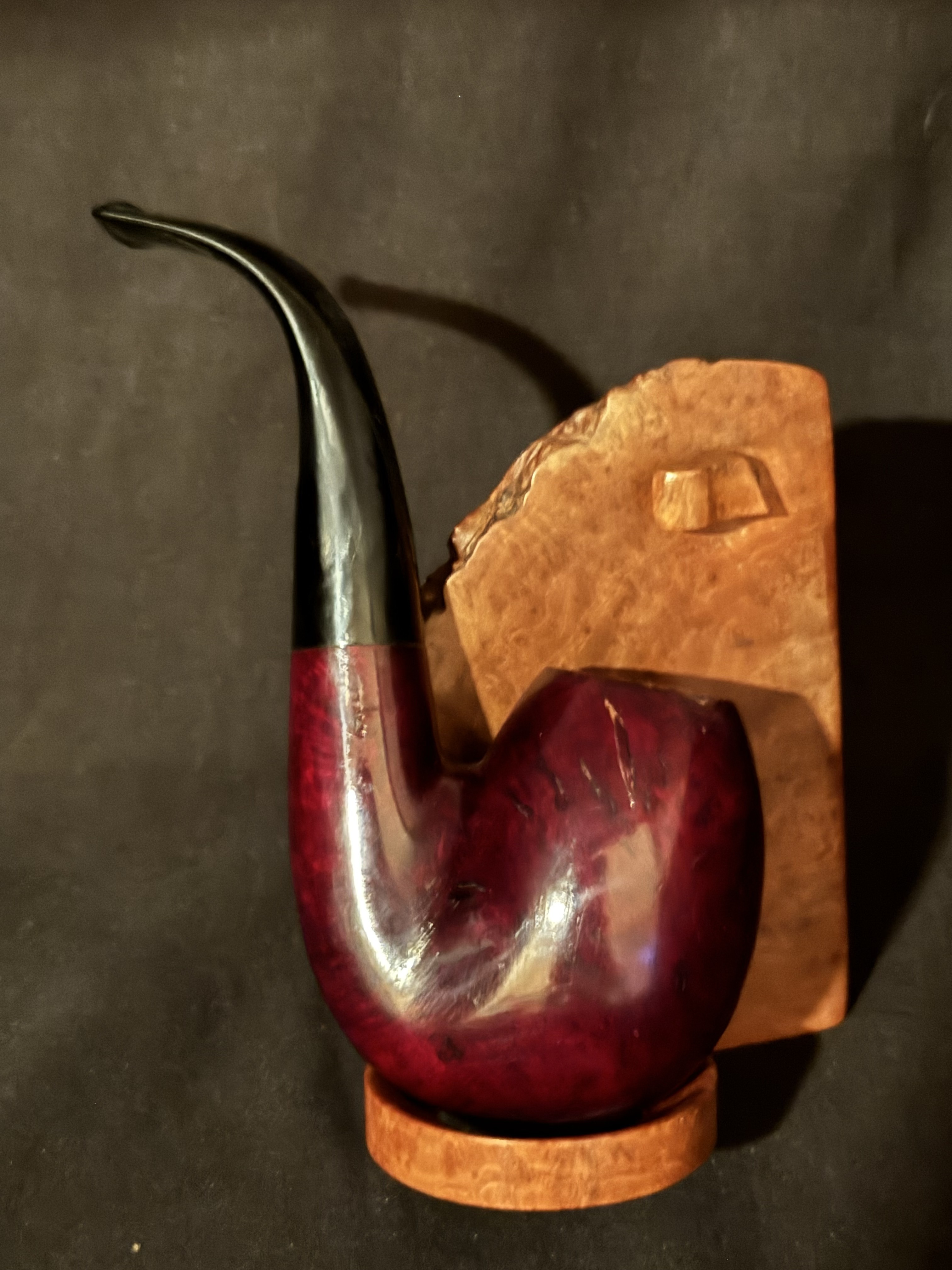Italian Estate Full Bent Oom Paul Egg Bowl Briar Pipe, Vulcanite Stem, No Filter