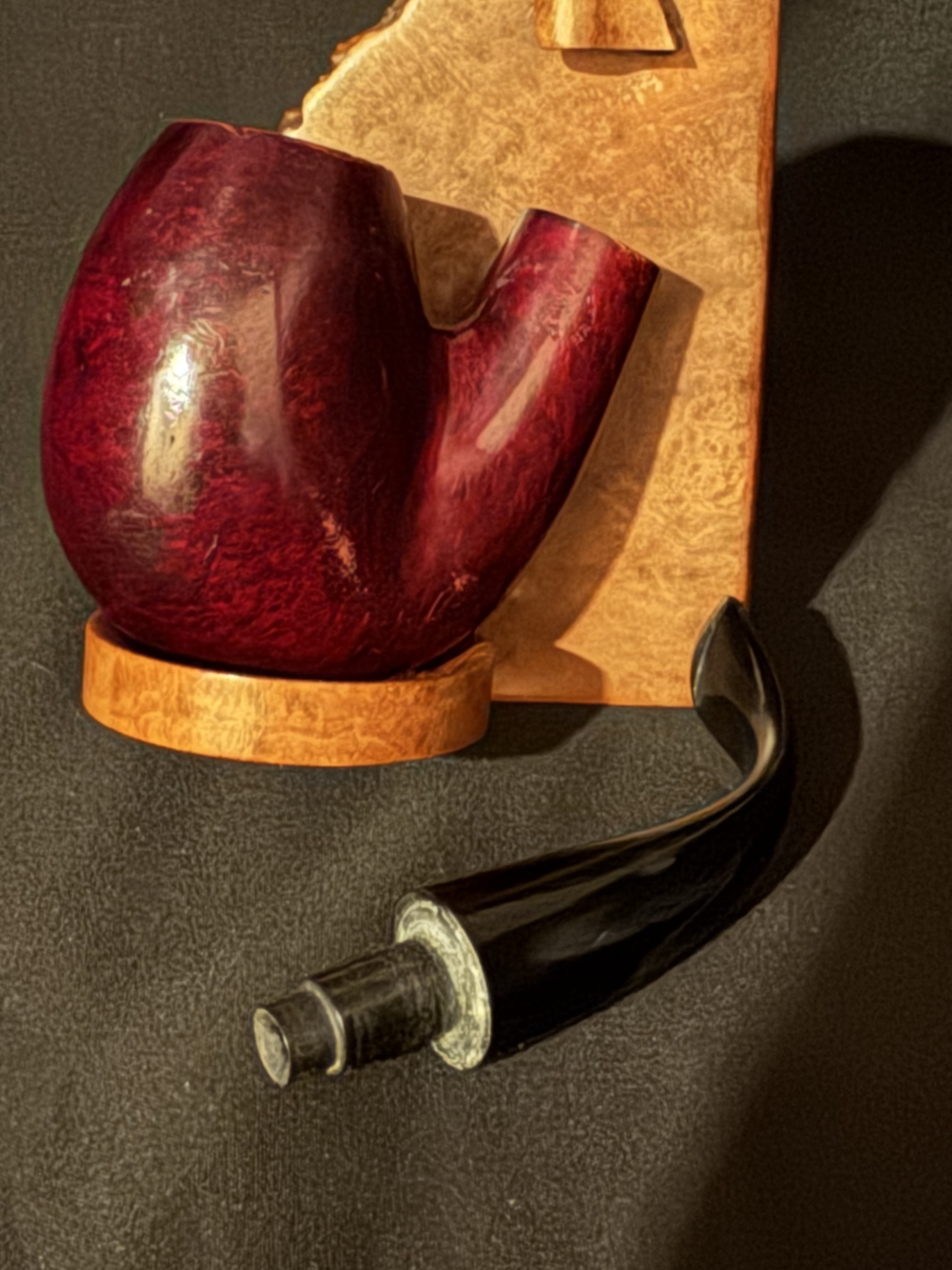 Italian Estate Full Bent Oom Paul Egg Bowl Briar Pipe, Vulcanite Stem, No Filter 8