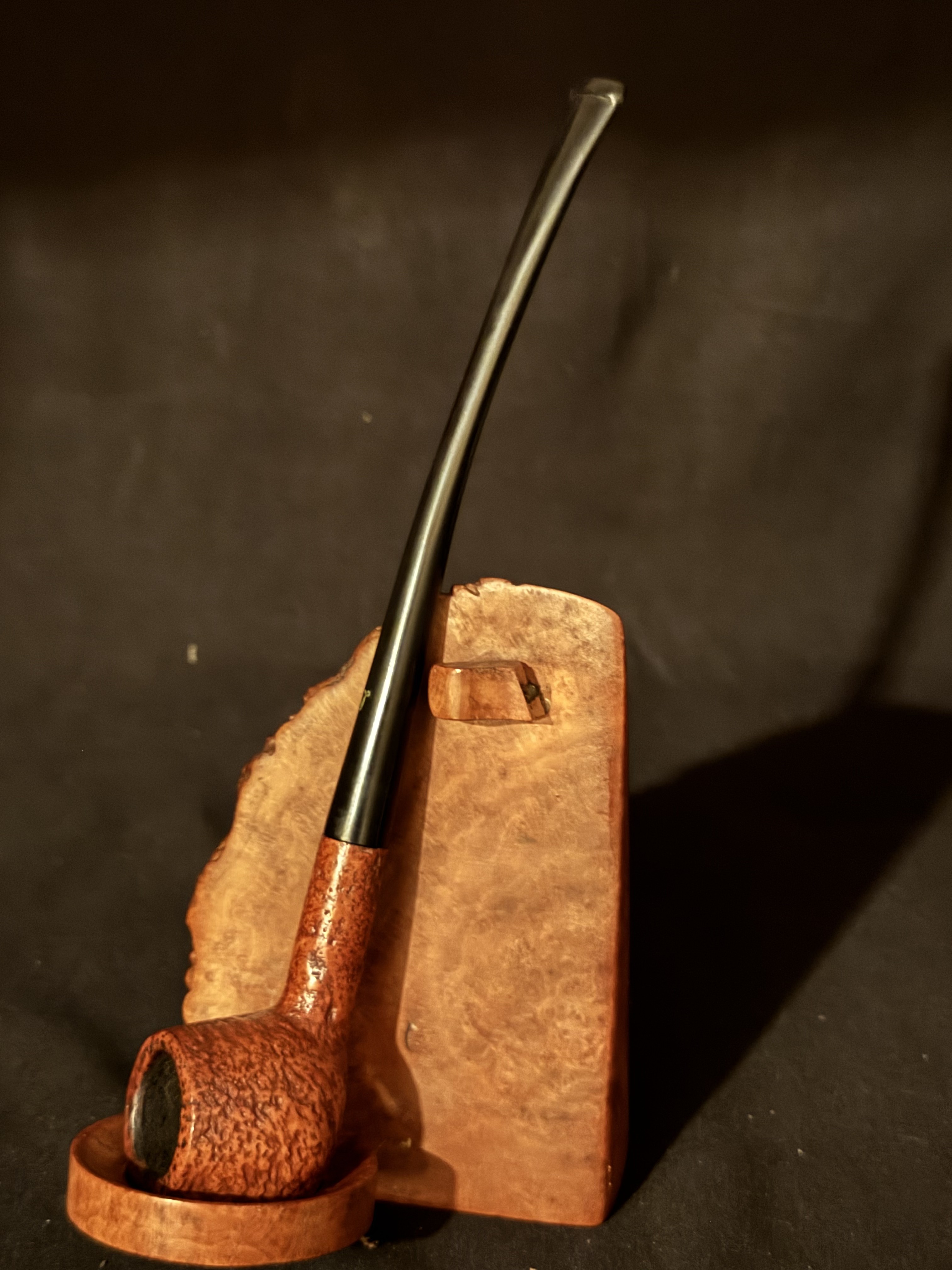 Italian Estate Lorenzo LULU Mini Sandblast Apple Churchwarden Long Stem Pipe