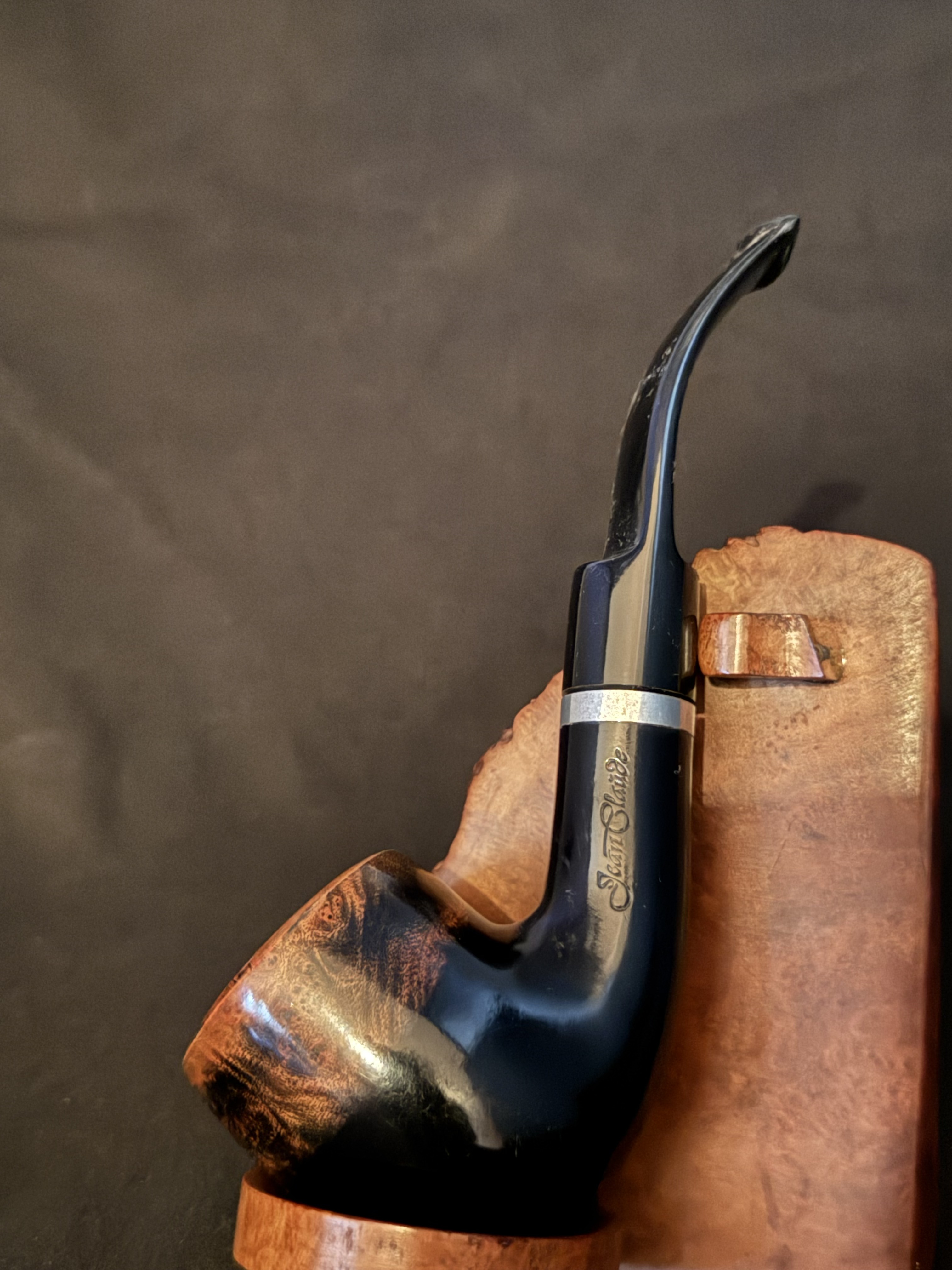 Jean Claude Black Smooth Bent Pot Pipe - Acrylic Stem, 9mm