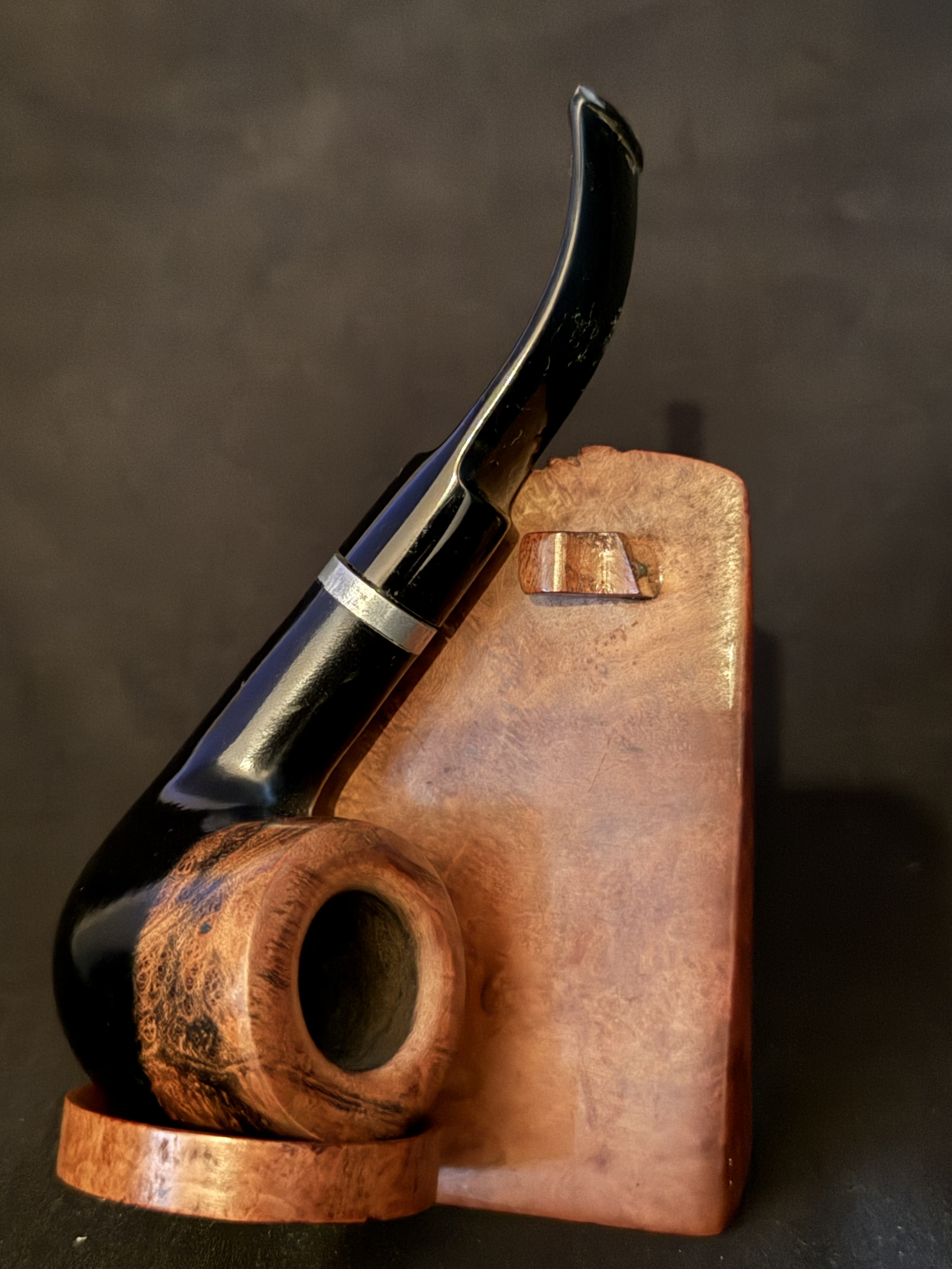 Jean Claude Black Smooth Bent Pot Pipe - Acrylic Stem, 9mm 2