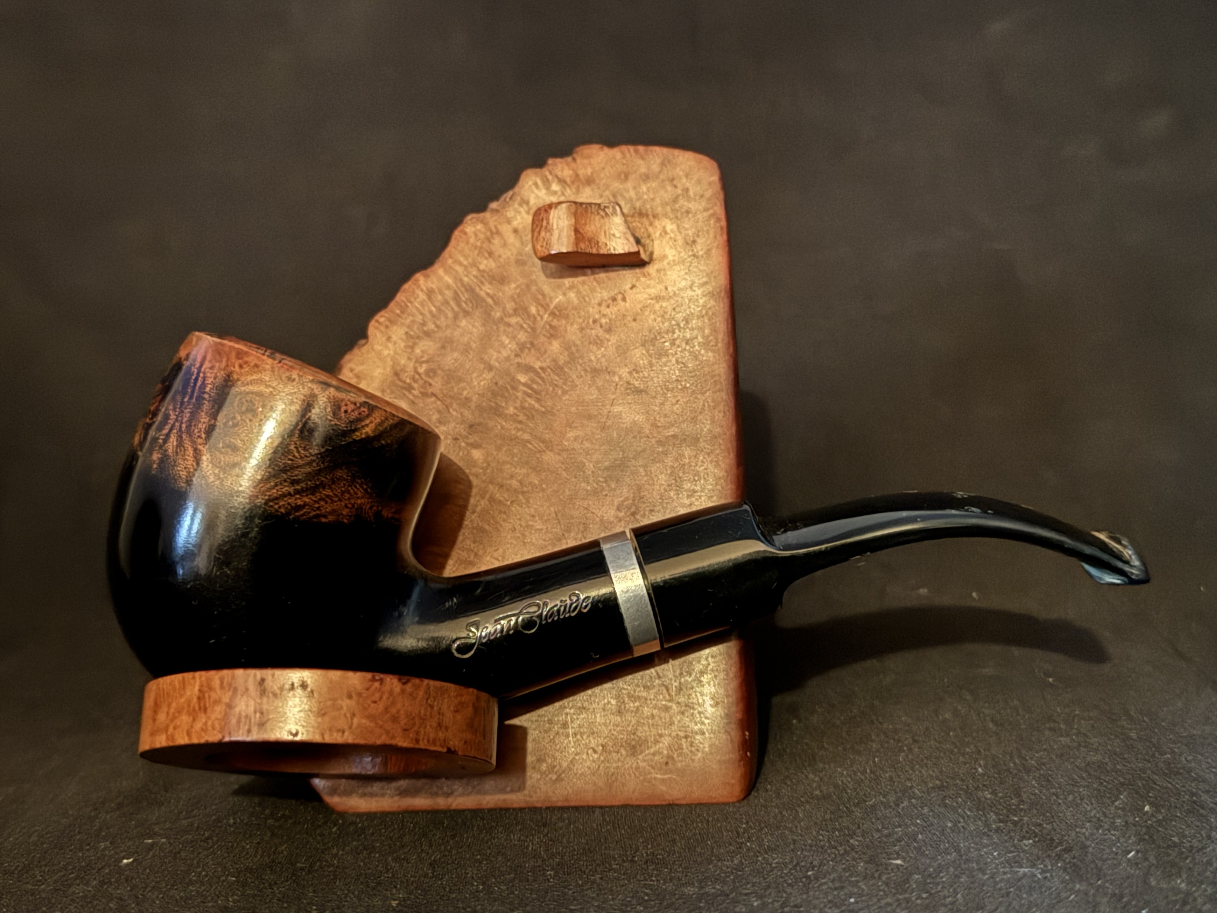 Jean Claude Black Smooth Bent Pot Pipe - Acrylic Stem, 9mm 3