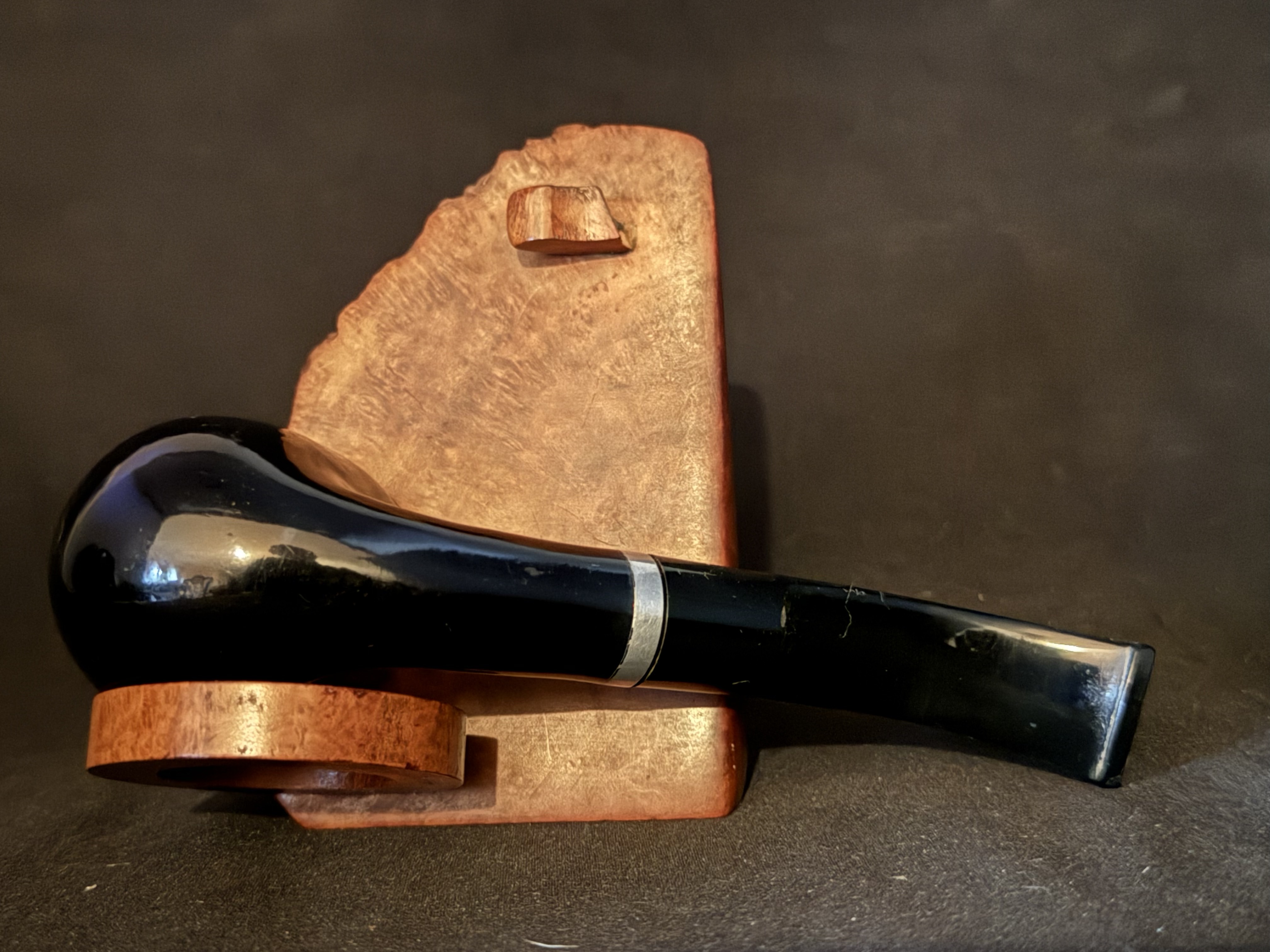 Jean Claude Black Smooth Bent Pot Pipe - Acrylic Stem, 9mm 5