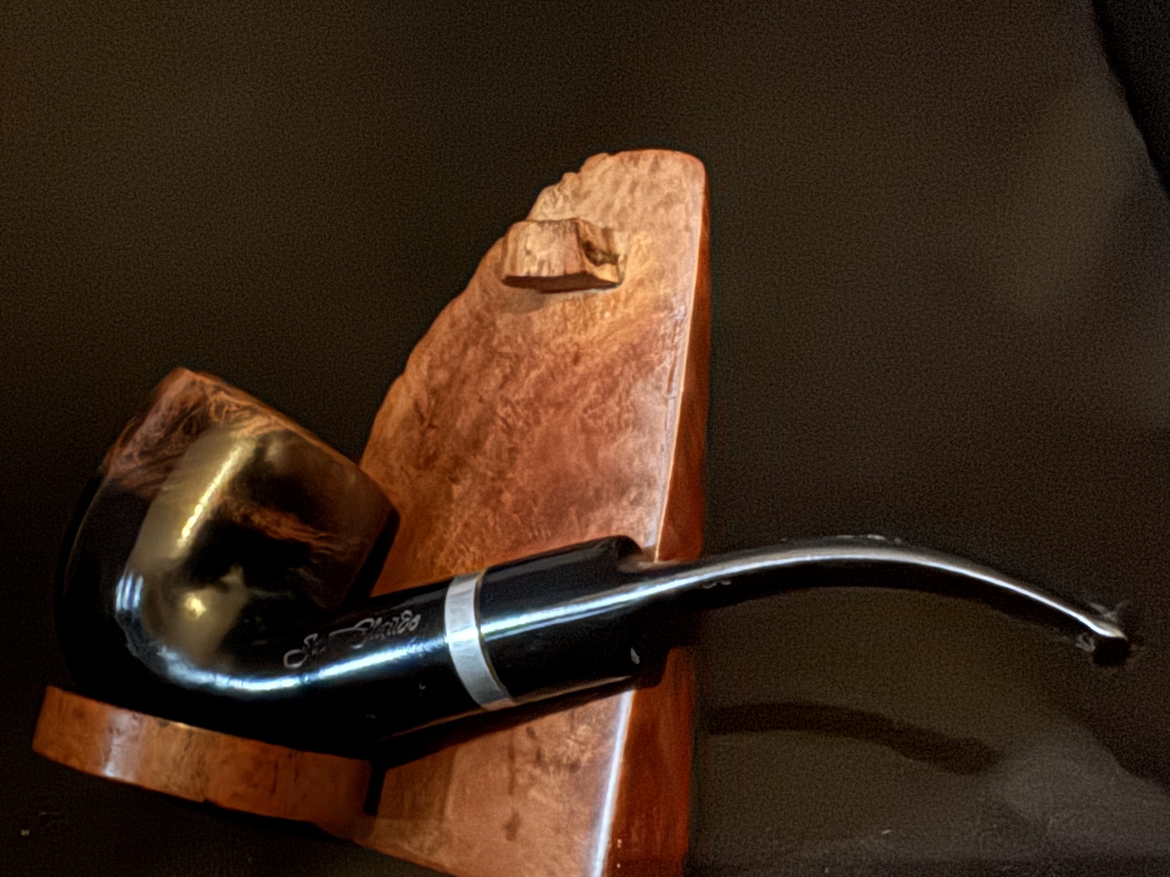 Jean Claude Black Smooth Bent Pot Pipe - Acrylic Stem, 9mm 7