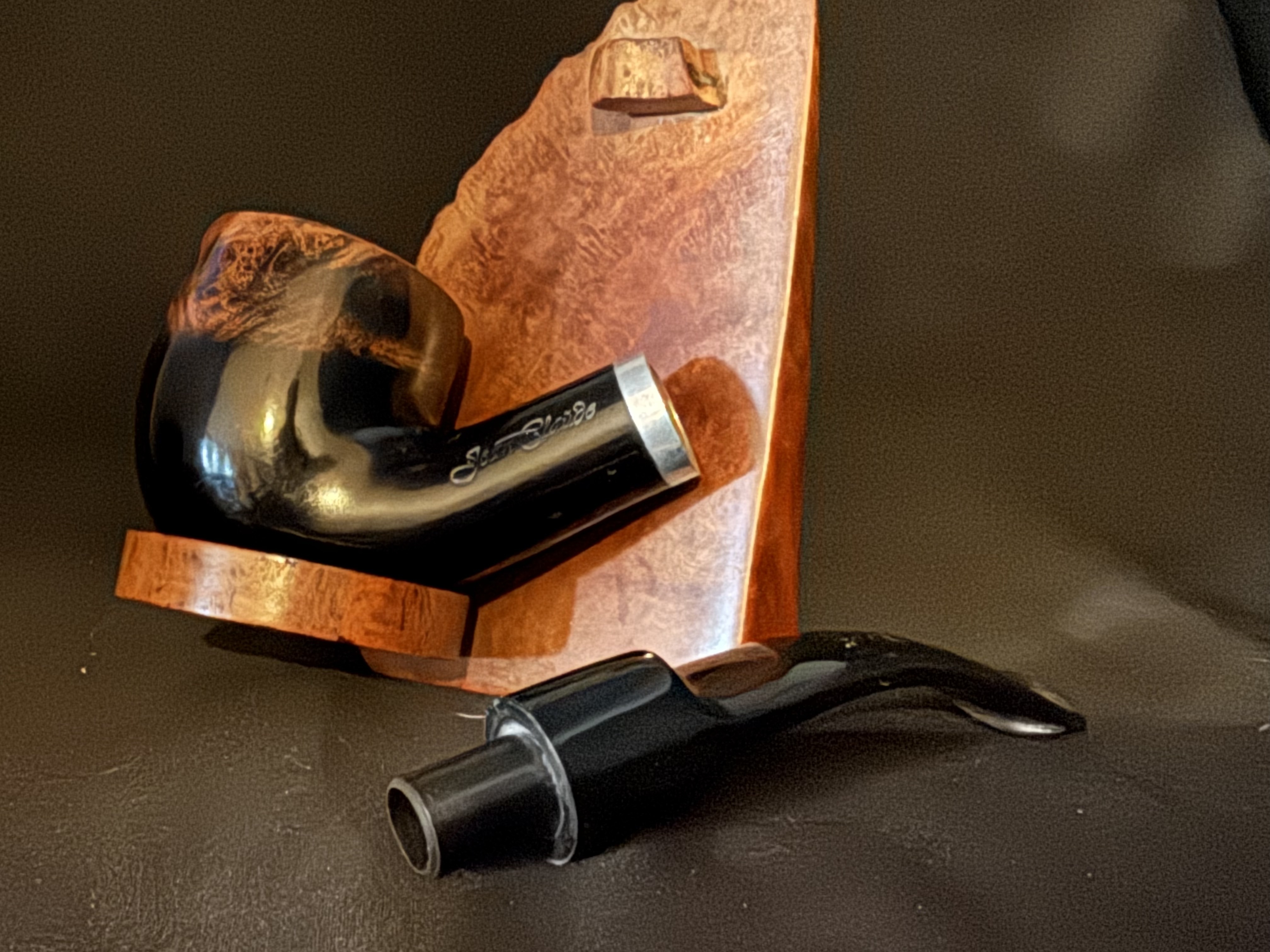 Jean Claude Black Smooth Bent Pot Pipe - Acrylic Stem, 9mm 8