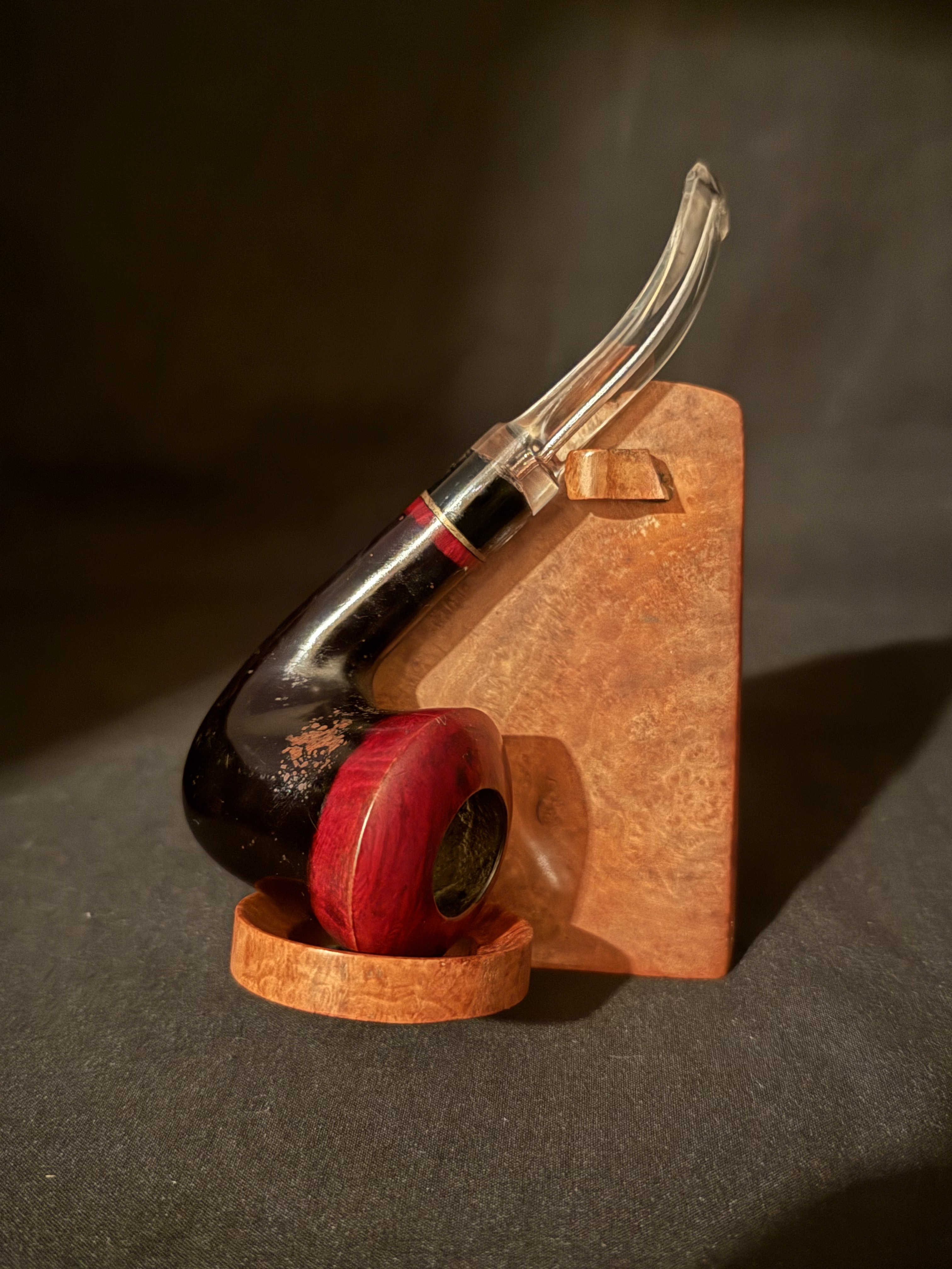 Jean Claude Smooth Ebony Bent Calabash Estate Pipe, Acrylic Stem, 9mm Filter 2