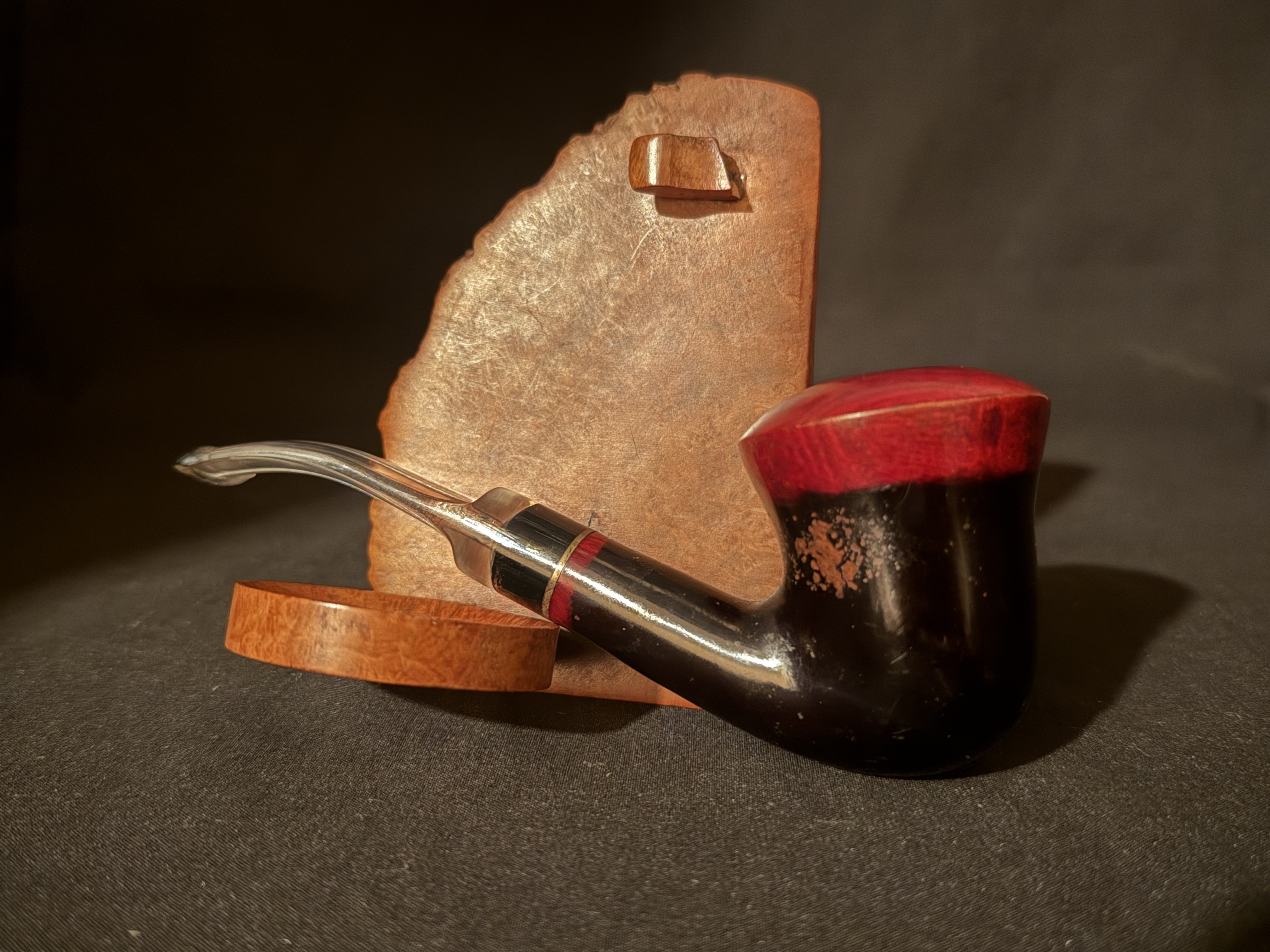 Jean Claude Smooth Ebony Bent Calabash Estate Pipe, Acrylic Stem, 9mm Filter 4