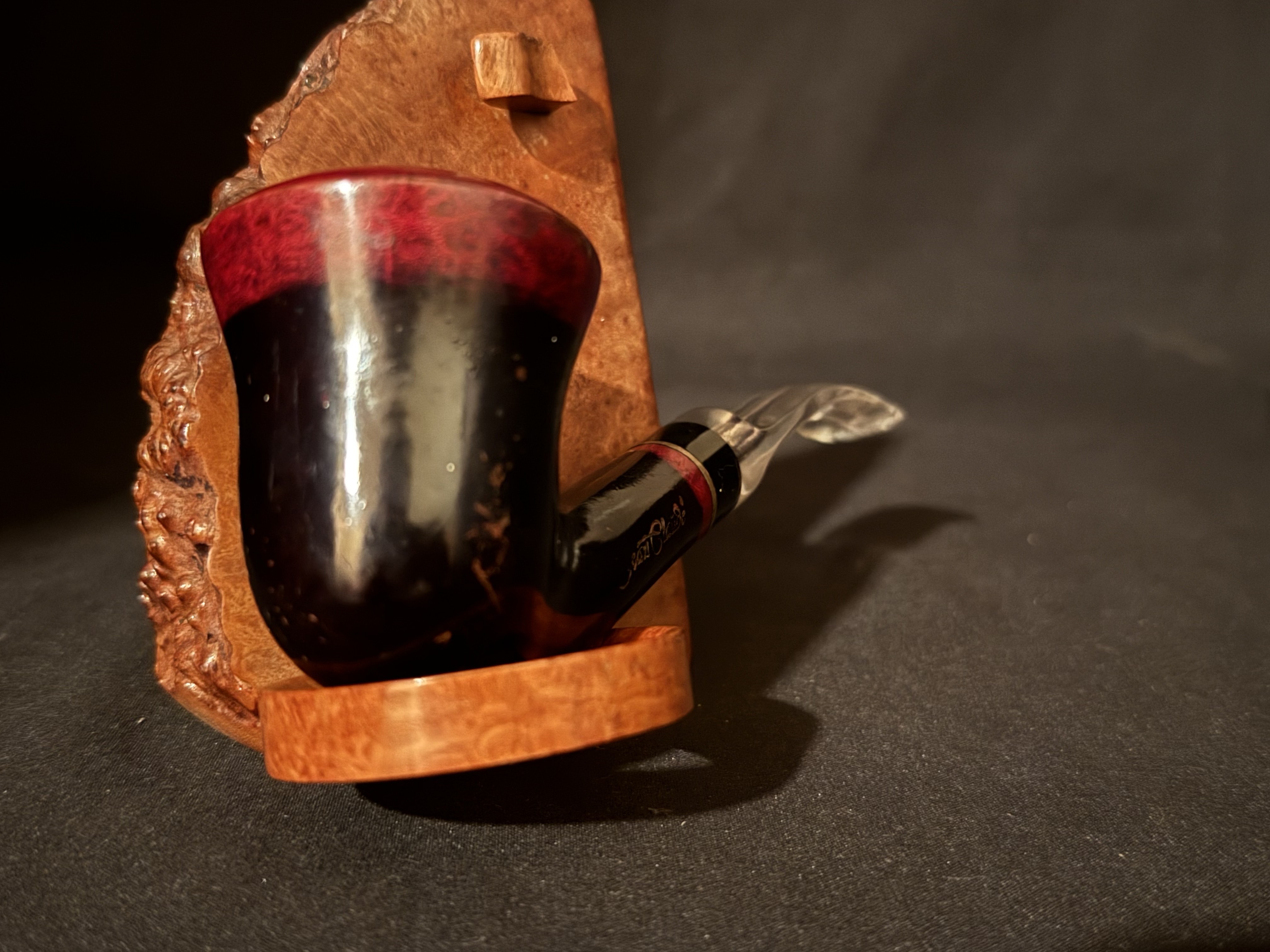 Jean Claude Smooth Ebony Bent Calabash Estate Pipe, Acrylic Stem, 9mm Filter 7