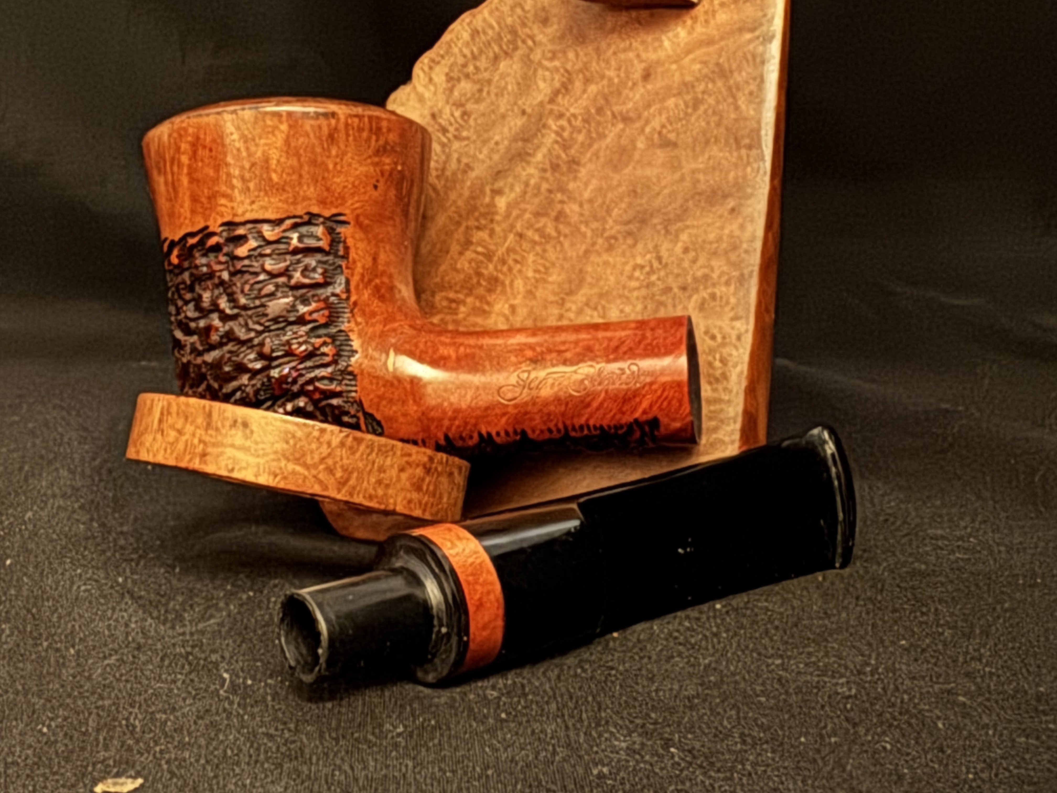 Jean Claude Smooth Sandblast Dublin Estate Pipe 9mm Filter Fishtail Stem 9