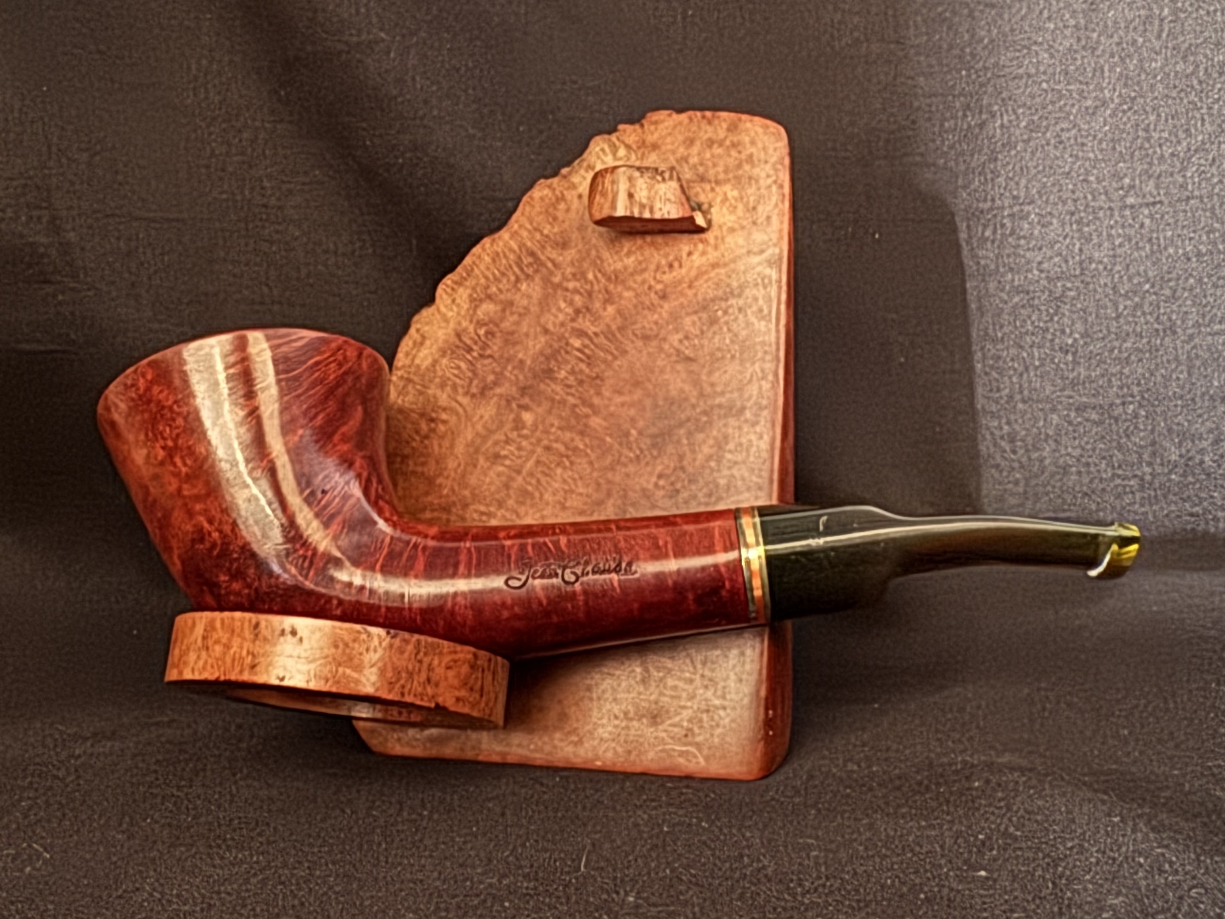 Jean Claude 3 Unsmoked Smooth Horn Pipe - Amber Acrylic Stem, 9mm 5