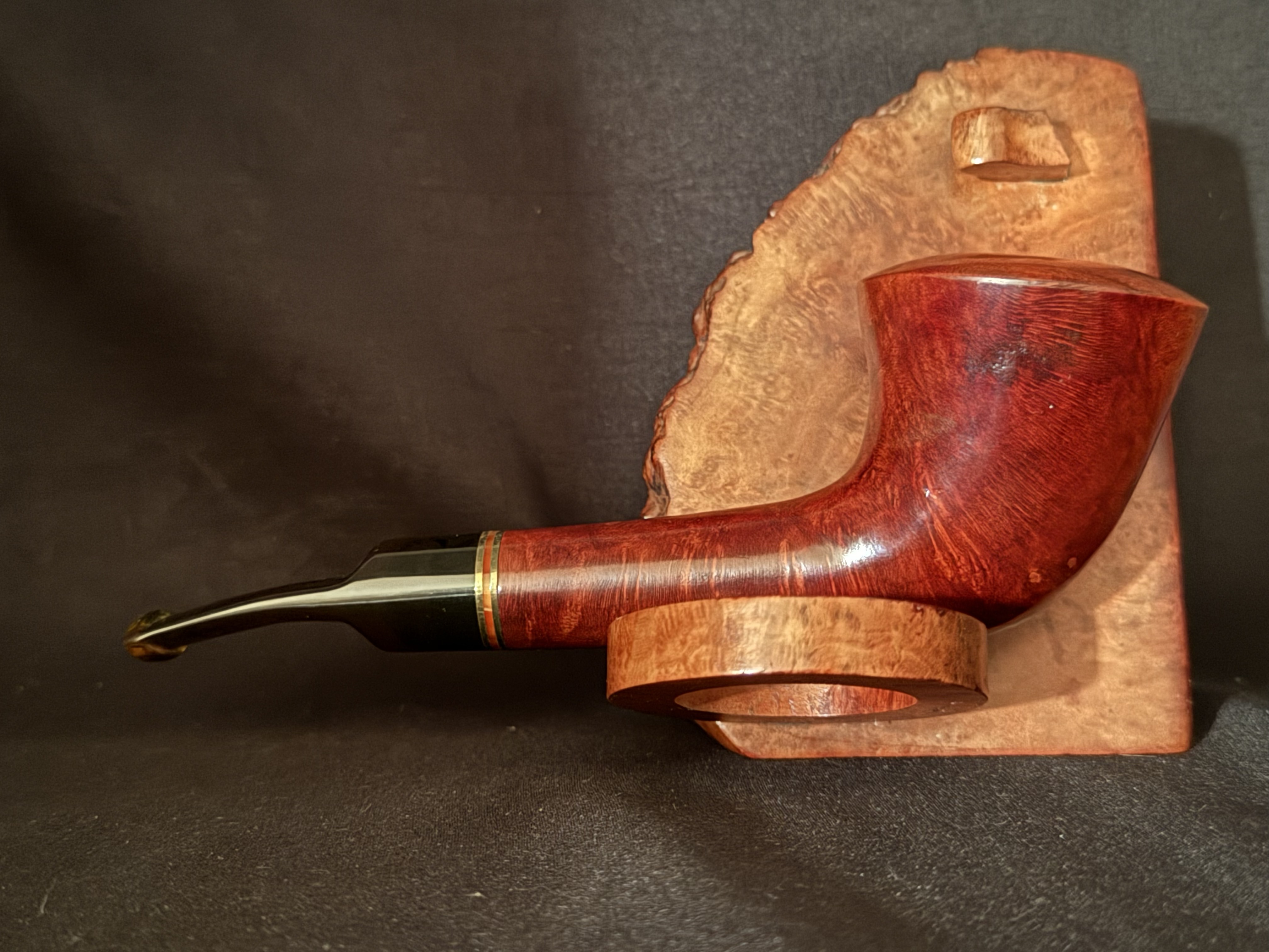 Jean Claude 3 Unsmoked Smooth Horn Pipe - Amber Acrylic Stem, 9mm 6