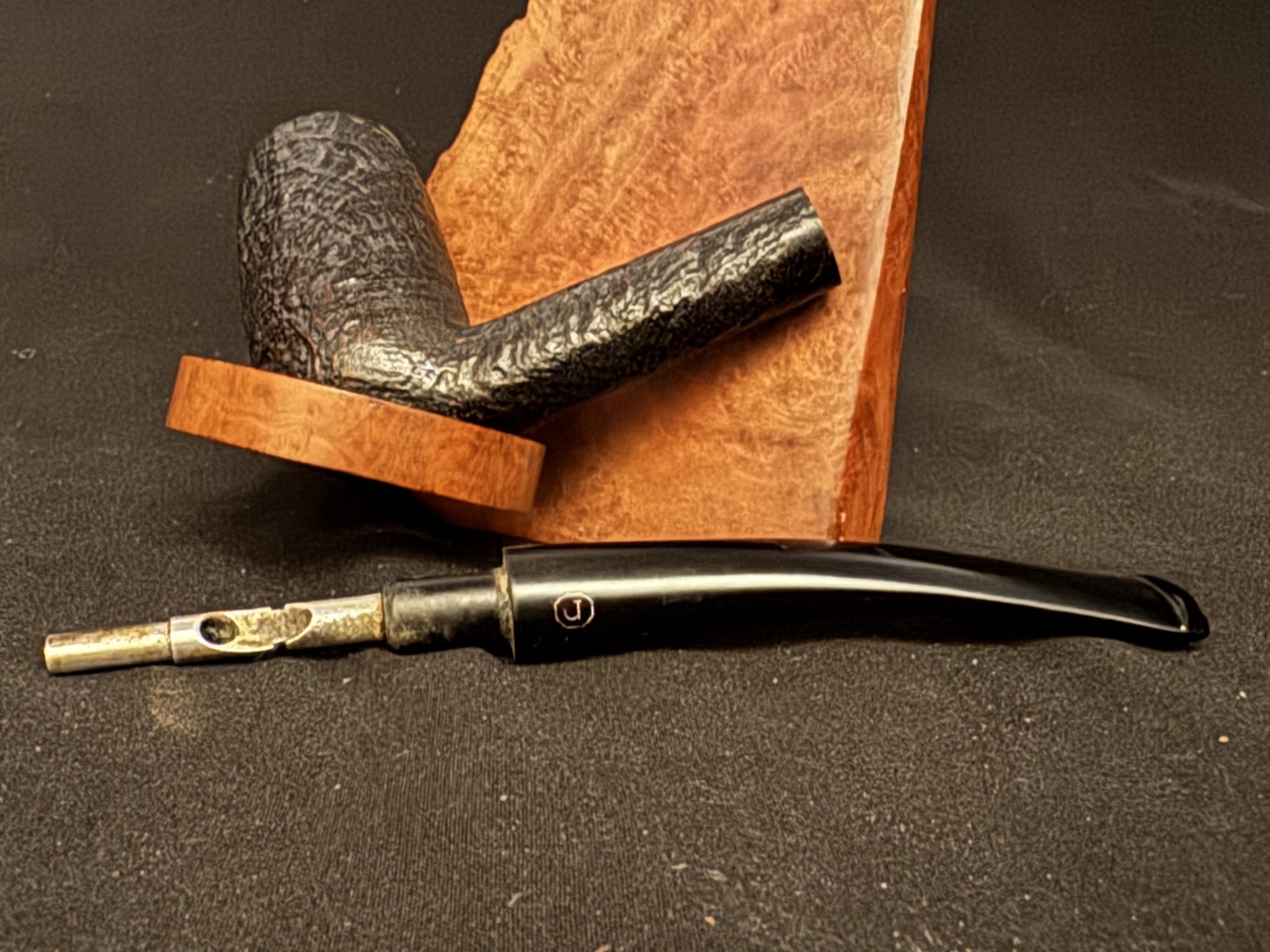 Jeantet French Chimney Sandblasted Bent Fishtail Estate Pipe 1020 9